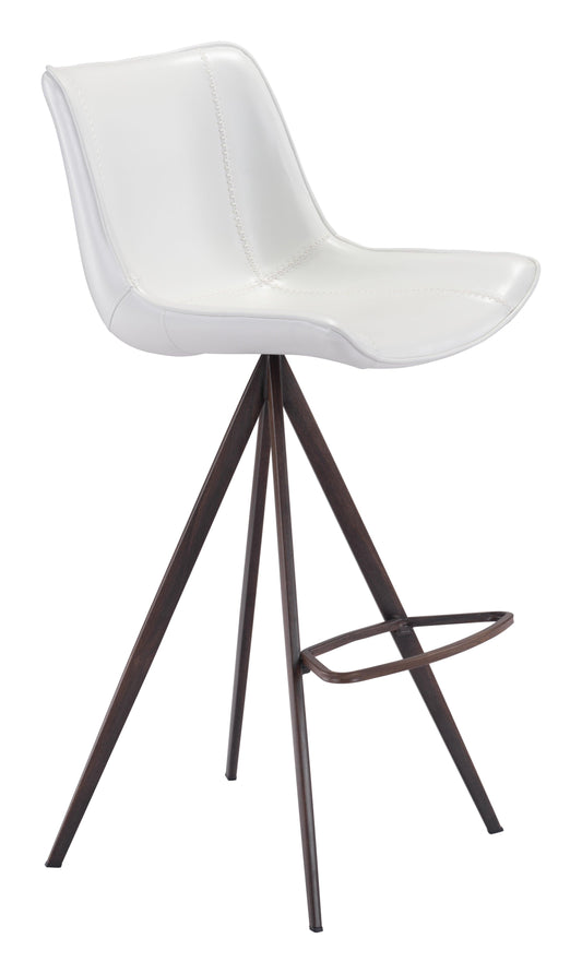Aki Barstool (Set of 2) White & Walnut - Disselt Designs