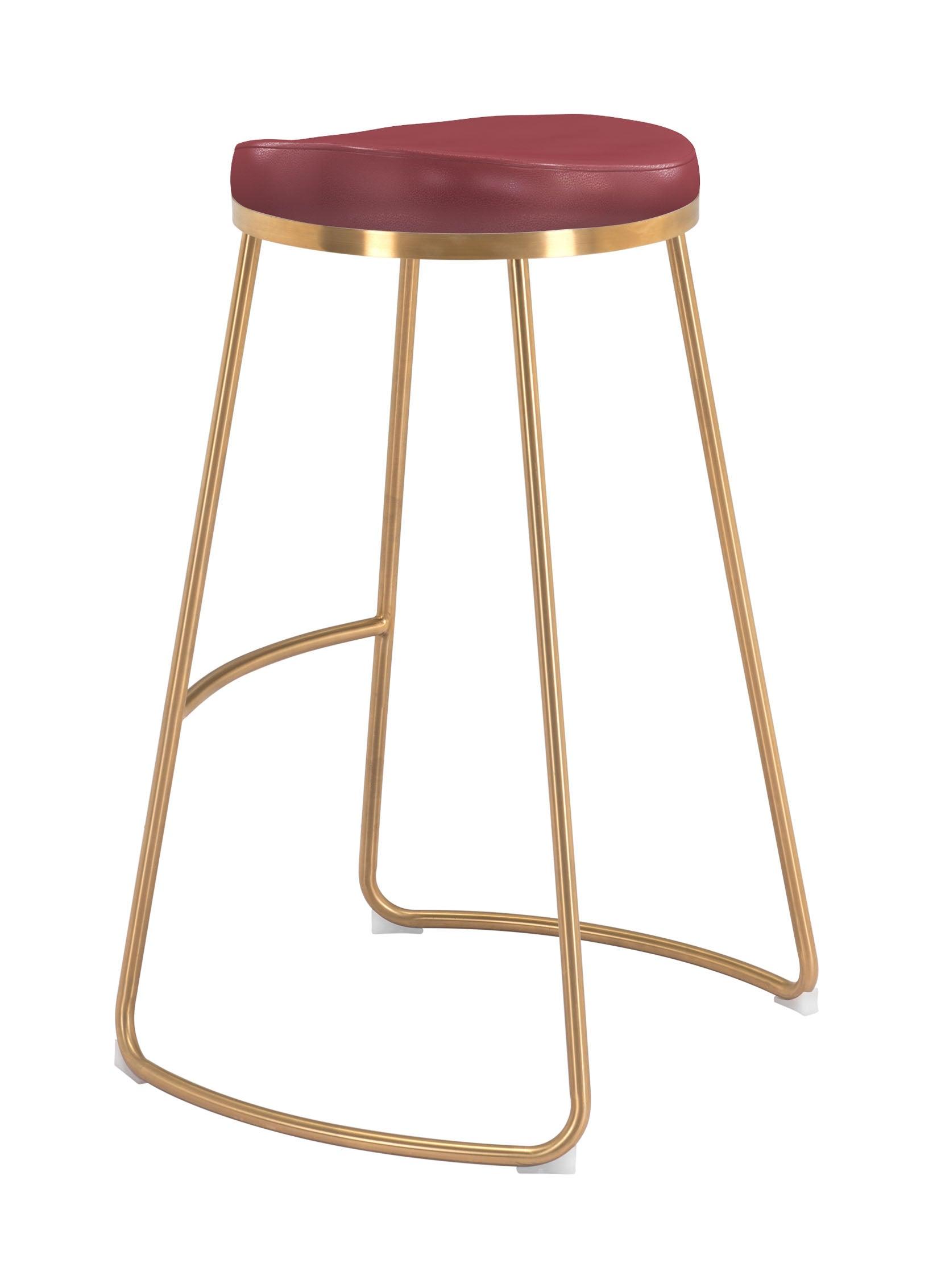 Bree Barstool (Set of 2) Burgundy & Gold - Disselt Designs
