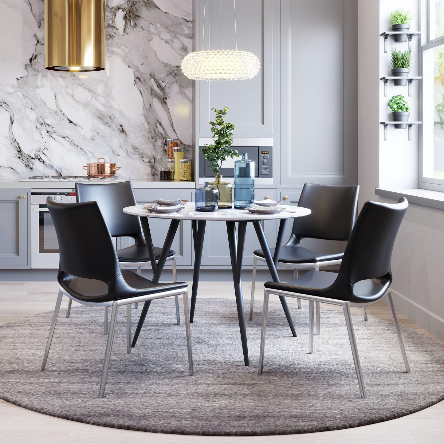 Ace Dining Chair (Set of 2) Black & Silver - Disselt Designs