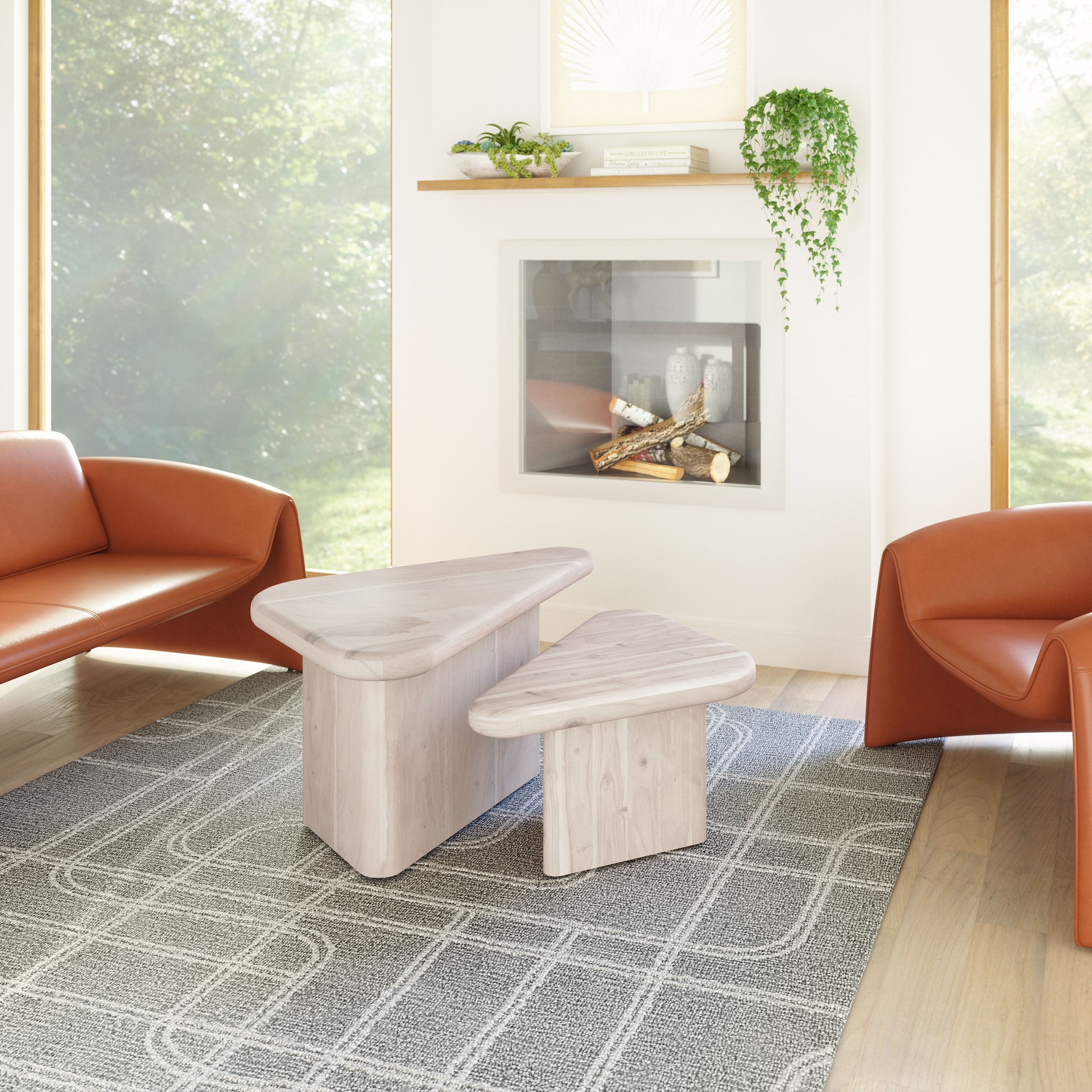 Navidic Coffee Table Set (2-Piece) Whitewashed - Disselt Designs