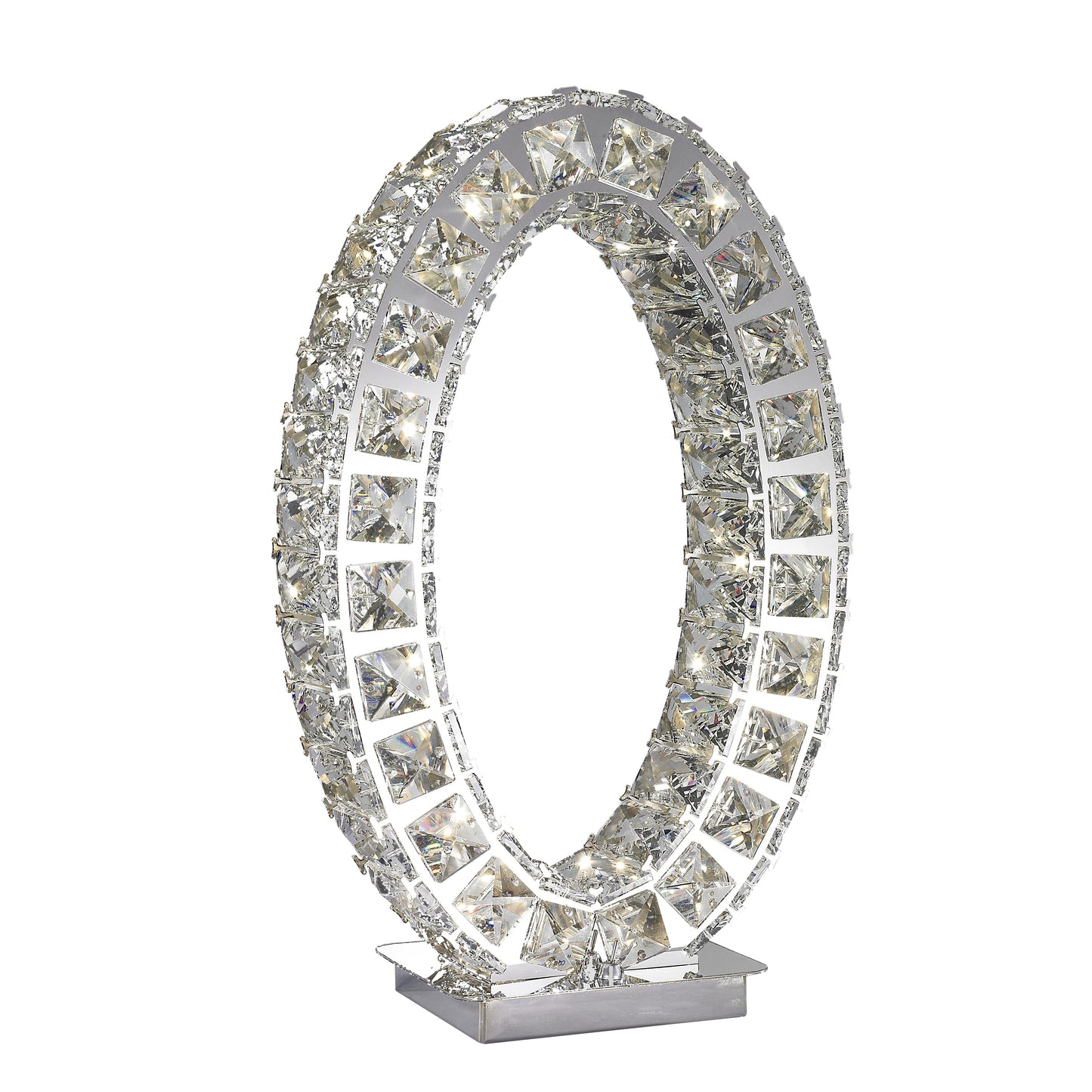 Oval Crystal Extravaganza 17.5" Table Lamp // Chrome - Disselt Designs