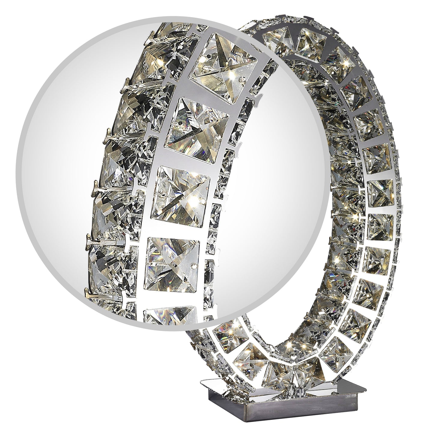 Oval Crystal Extravaganza 17.5" Table Lamp // Chrome - Disselt Designs