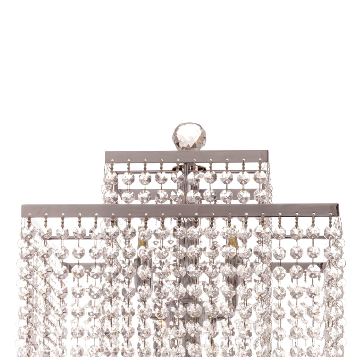 Square Crystal Double Crown Table Lamp // Chrome - Disselt Designs