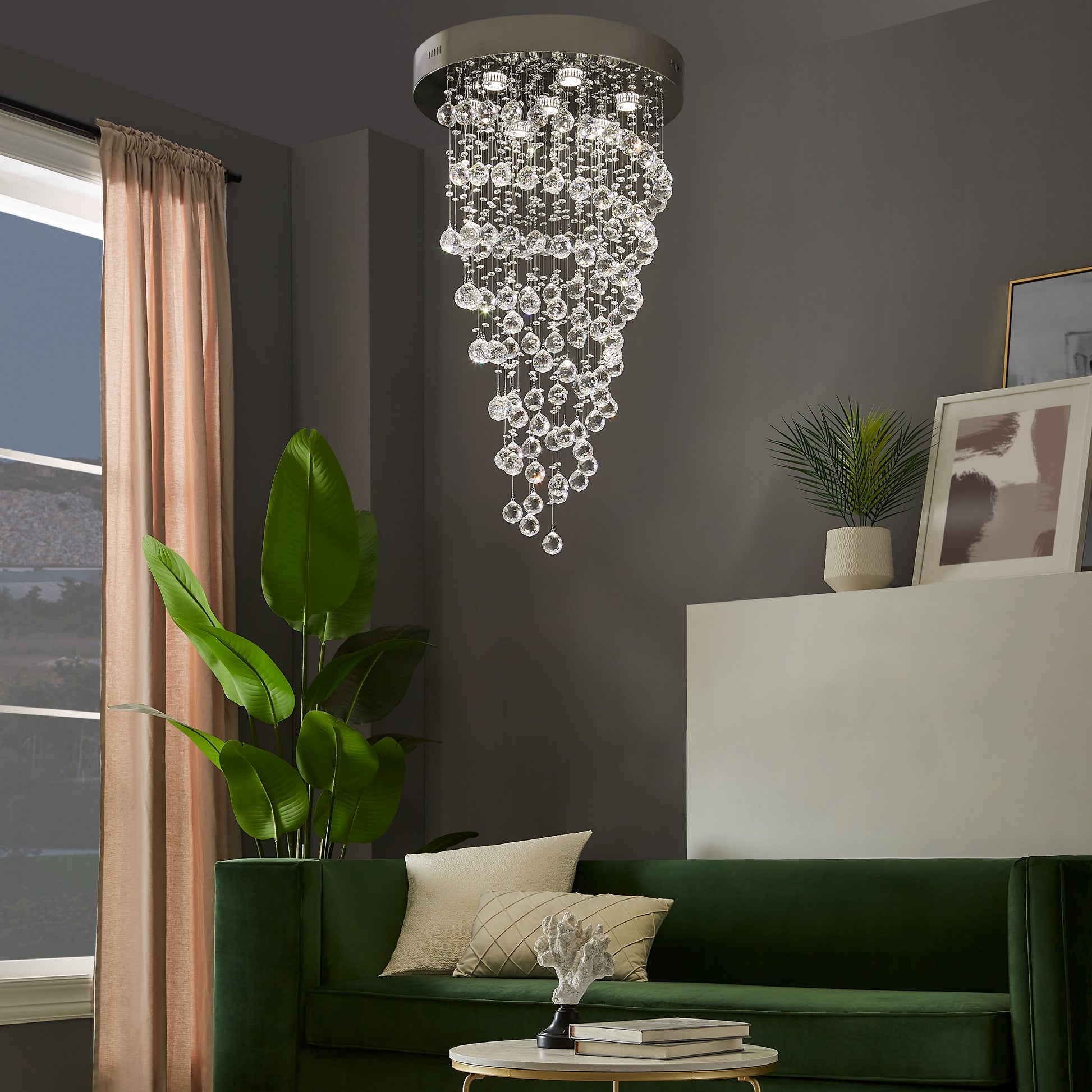 Crystal Double Helix Chandelier // 7 Lights - Disselt Designs