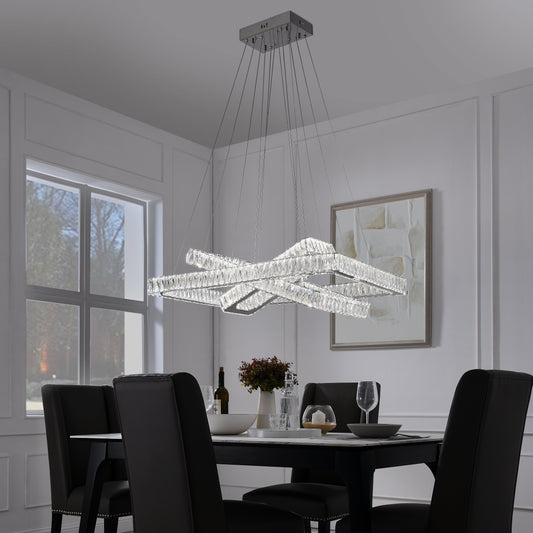 Crystal Elegance LED Chandelier // 3 Rectangles - Disselt Designs