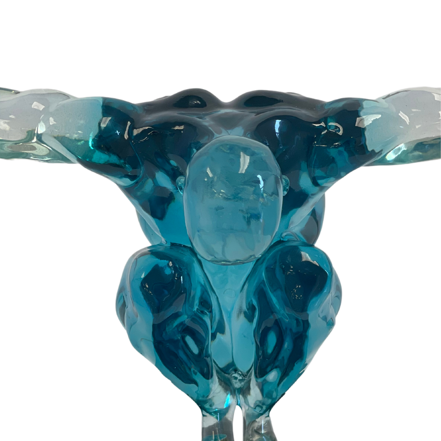 Small Saluting Man Resin Sculpture // Clear Blue - Disselt Designs