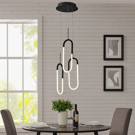LED Three Clips Chandelier // Matte Black - Disselt Designs