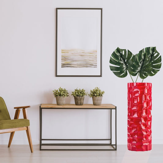 Textured Honeycomb Vase // Red, 36" - Disselt Designs