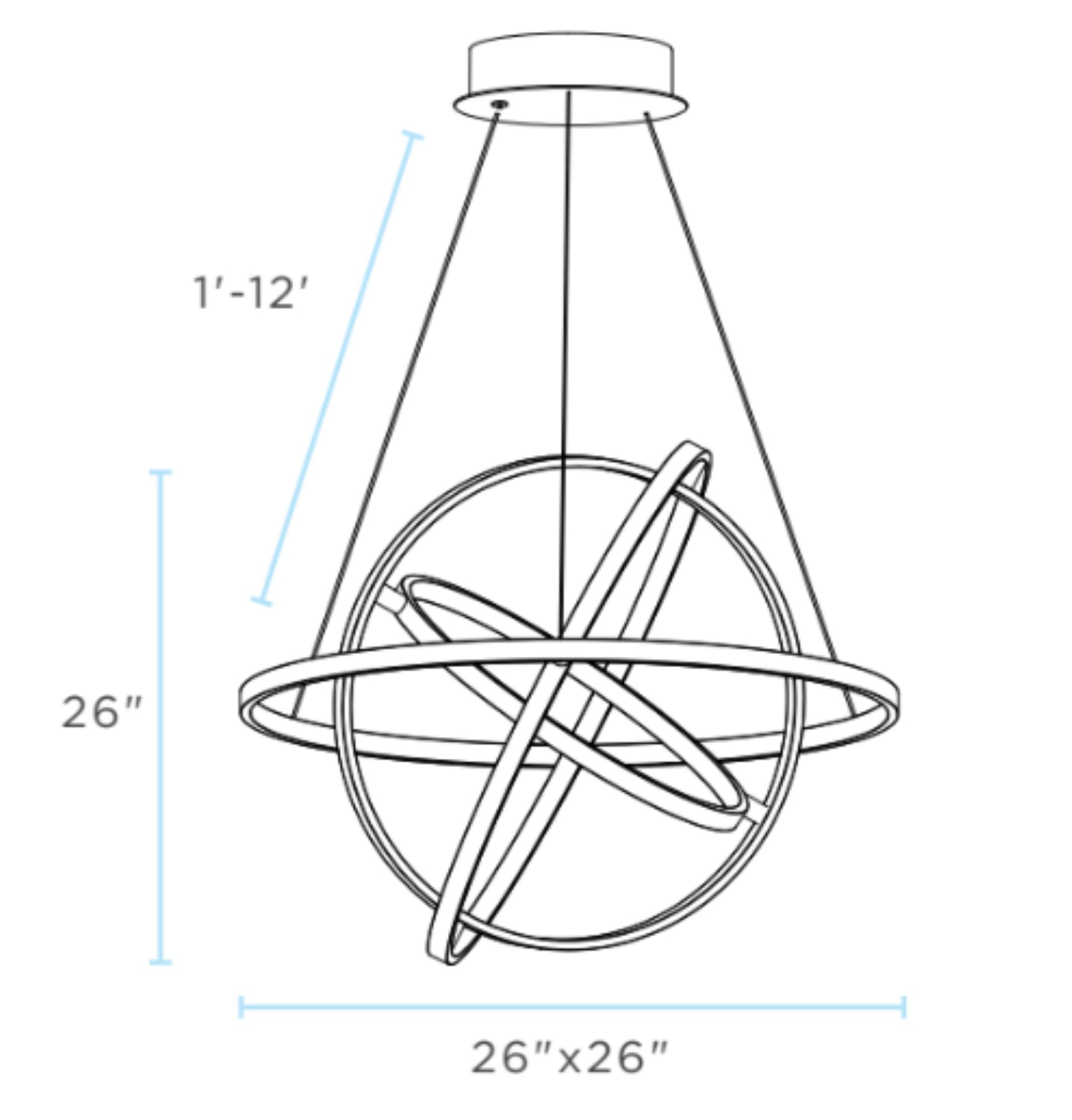 Oxford LED Adjustable Chandelier // Sandy Gold - Disselt Designs