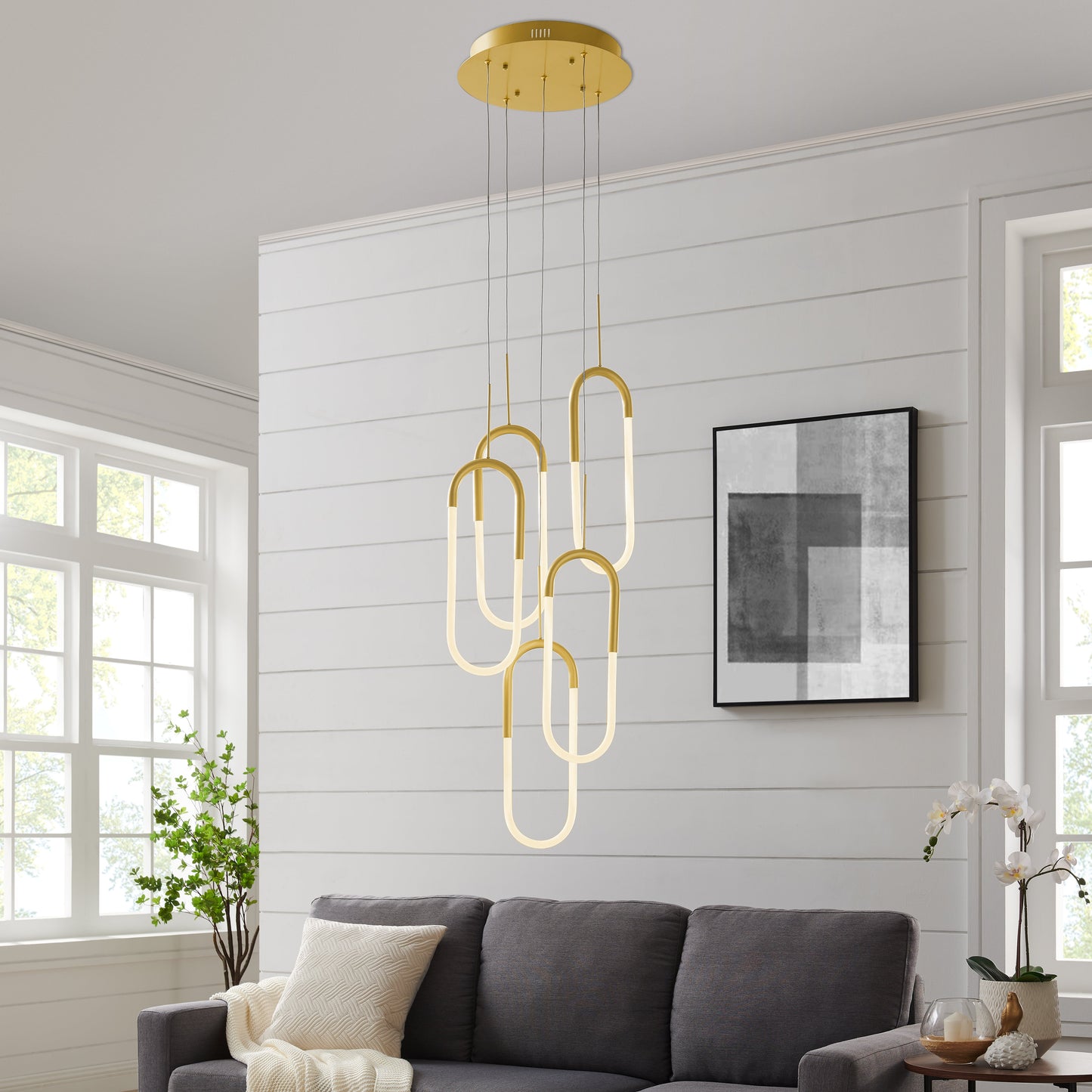 LED Five Clips Chandelier // Sandy Gold - Disselt Designs