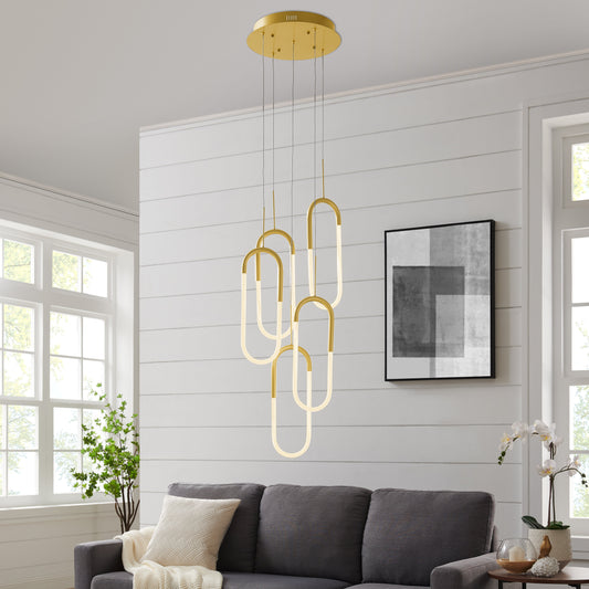 LED Five Clips Chandelier // Sandy Gold - Disselt Designs