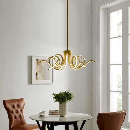 Magnolia LED Adjustable Chandelier // Sandy Gold - Disselt Designs