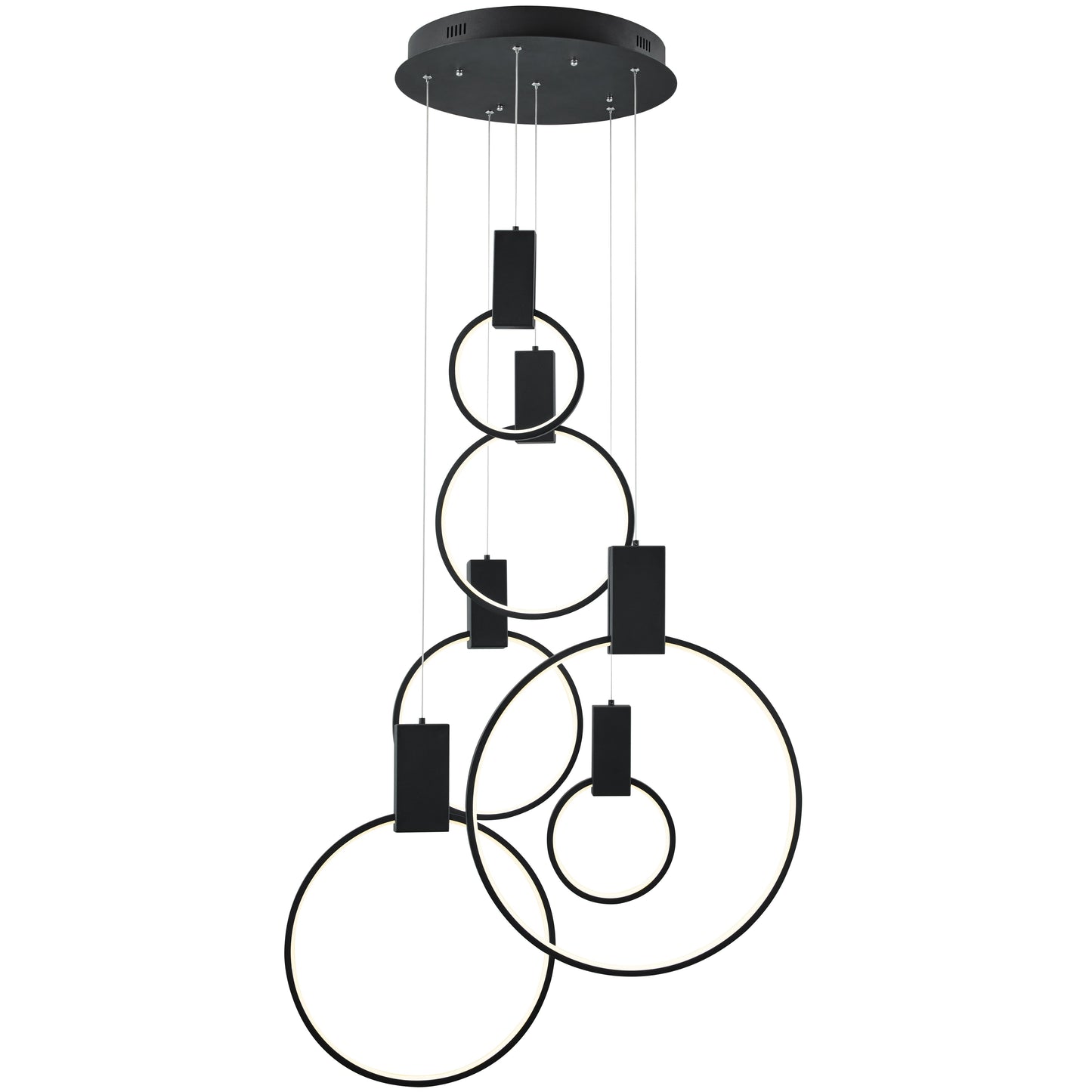 Hong Kong LED Circular Chandelier // Matte Black - Disselt Designs