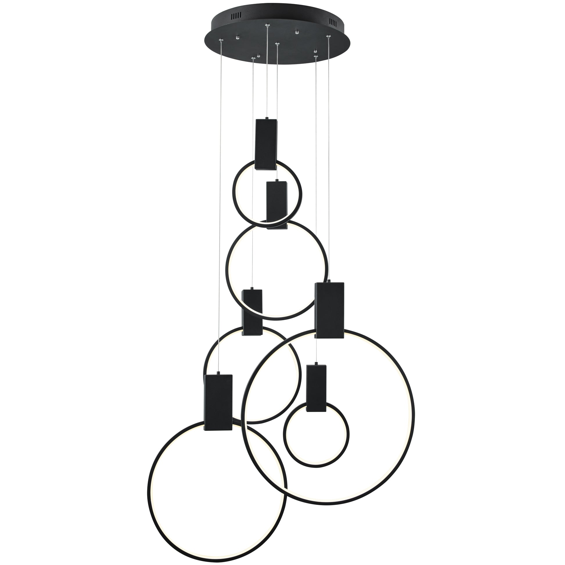 Hong Kong LED Circular Chandelier // Matte Black - Disselt Designs
