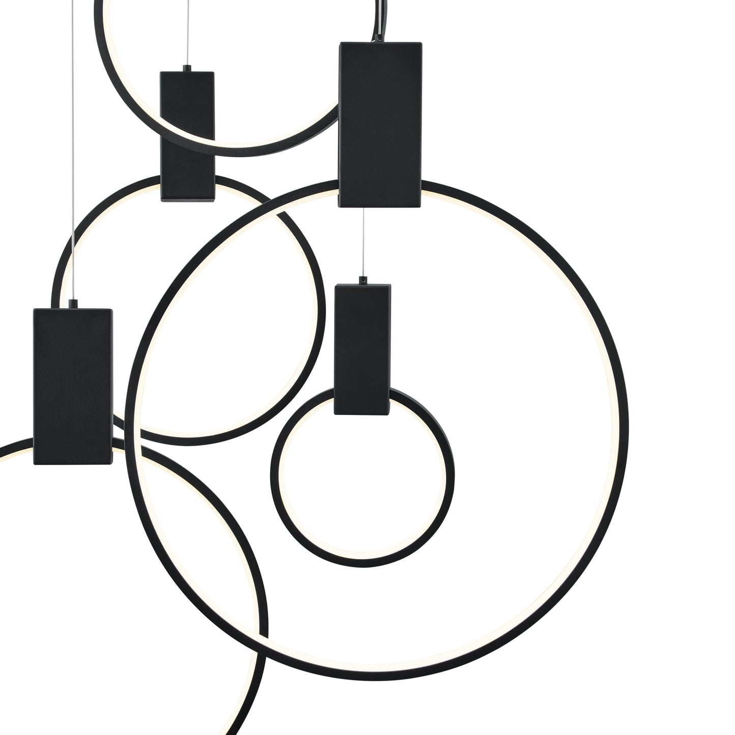 Hong Kong LED Circular Chandelier // Matte Black - Disselt Designs