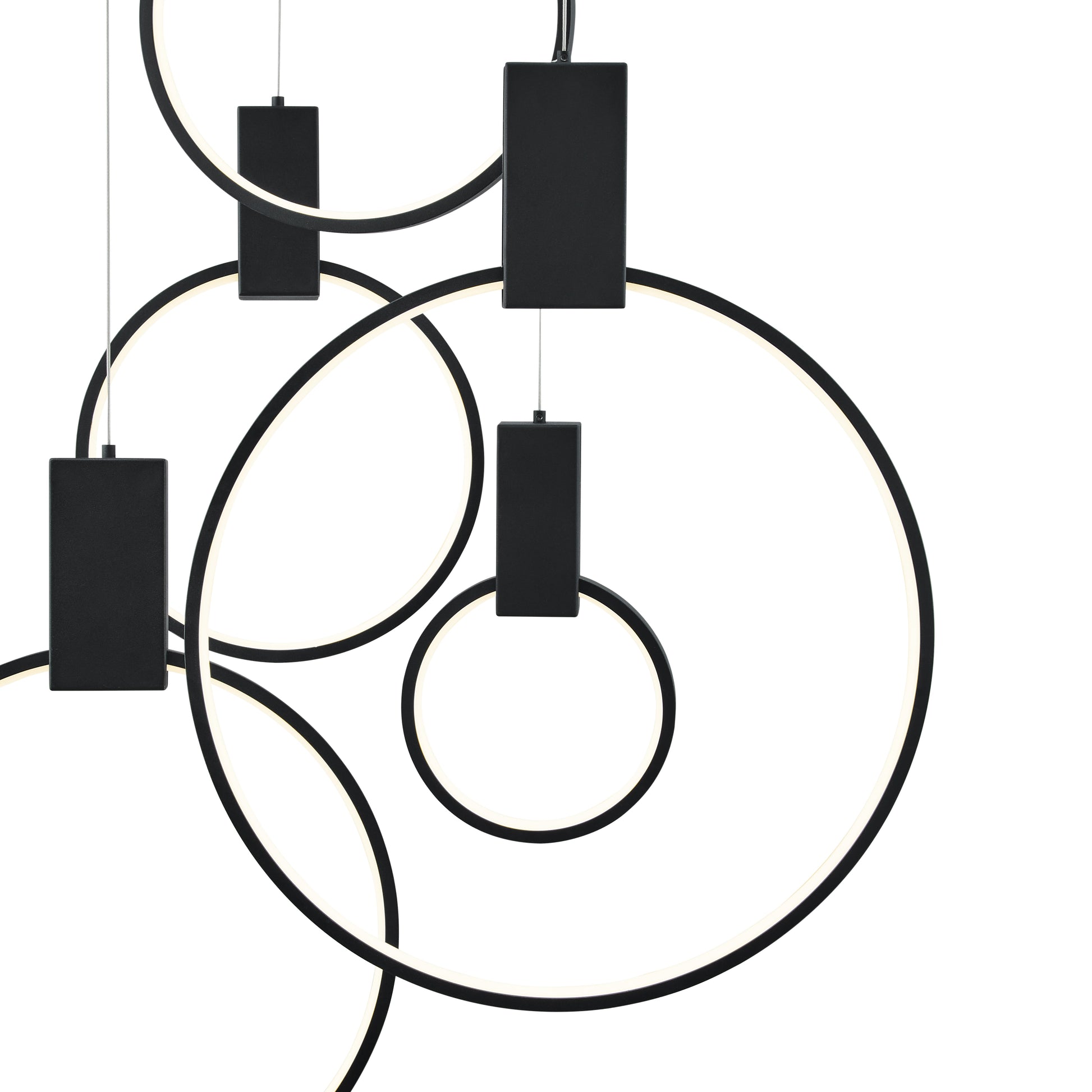 Hong Kong LED Circular Chandelier // Matte Black - Disselt Designs
