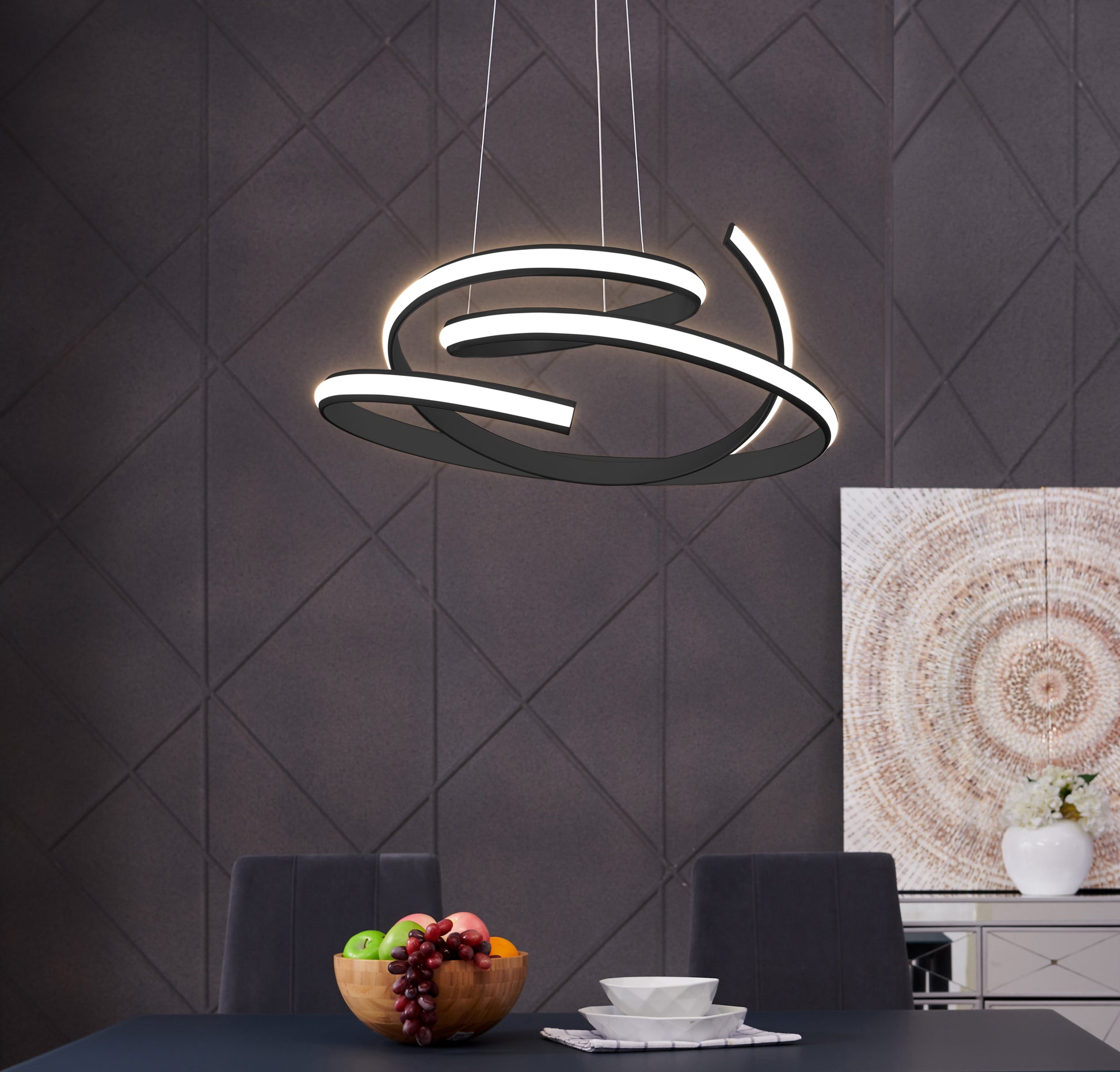 Oslo LED Adjustable Chandelier // Black - Disselt Designs