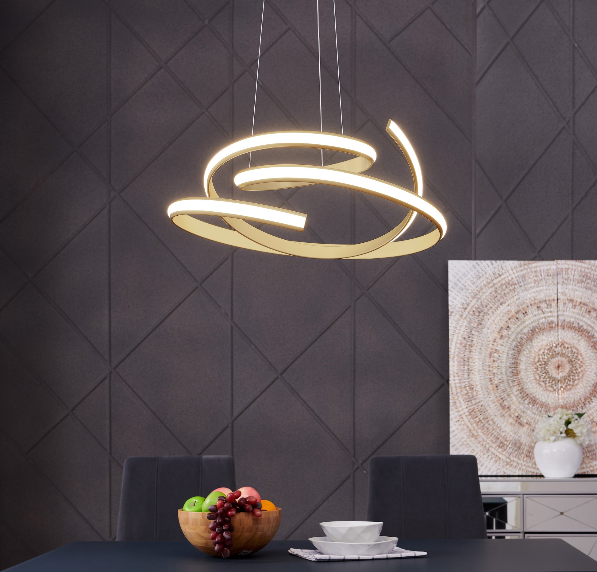 Oslo LED Adjustable Chandelier // Gold - Disselt Designs