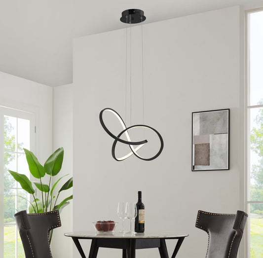 Knotted LED Dimmable Chandelier // Black - Disselt Designs
