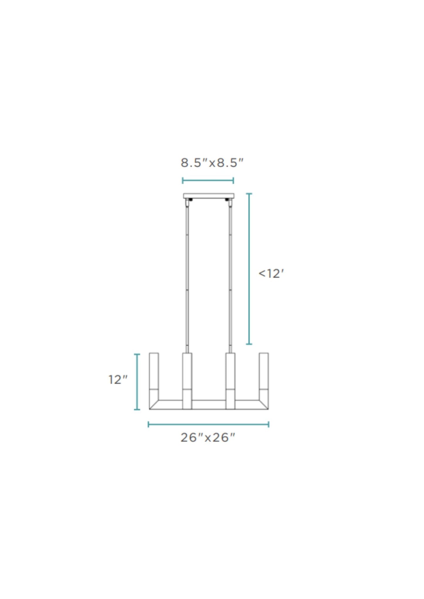 8 Light Square Crystal Dianyi LED Chandelier // Silver - Disselt Designs