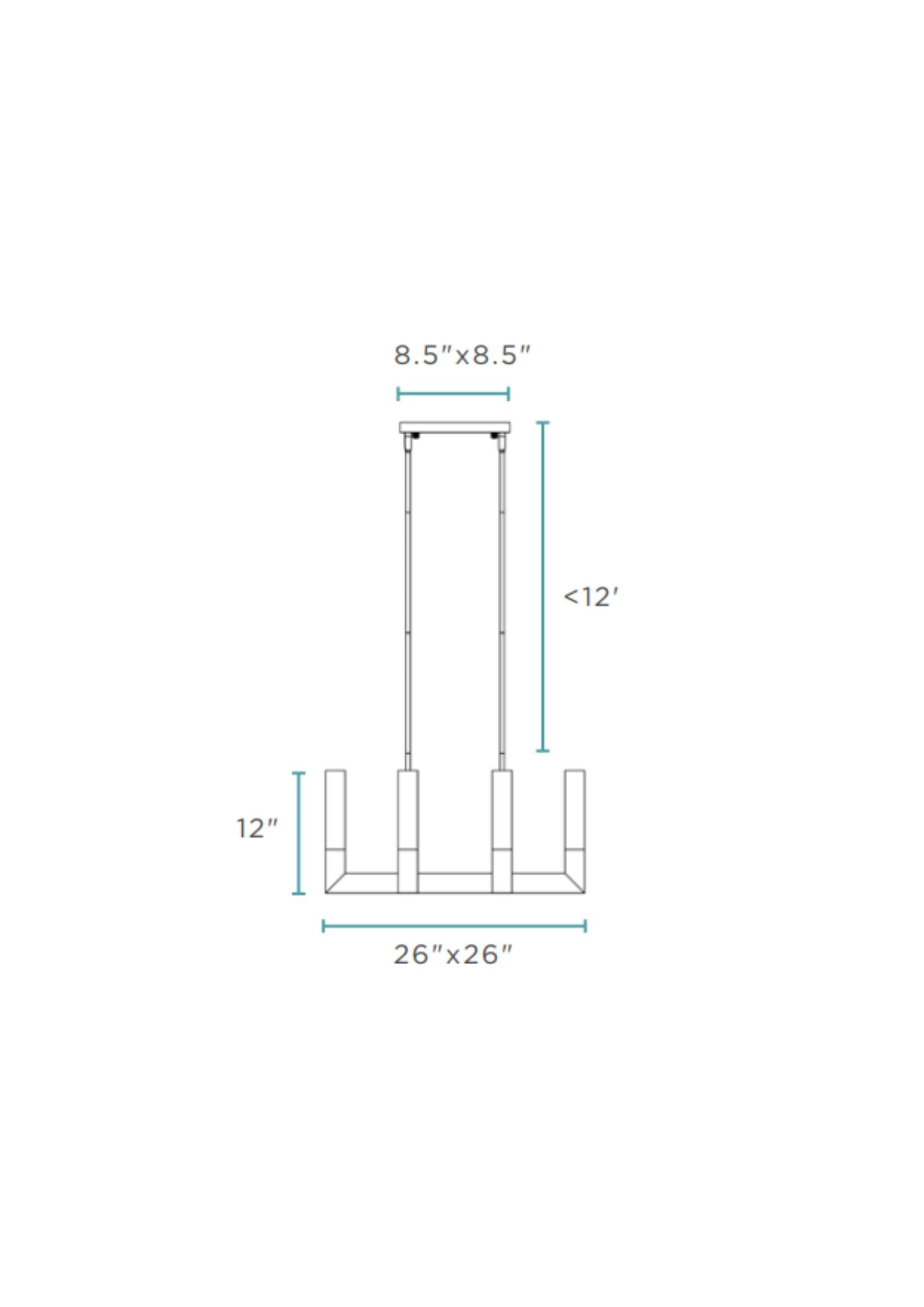 8 Light Square Crystal Dianyi LED Chandelier // Silver - Disselt Designs