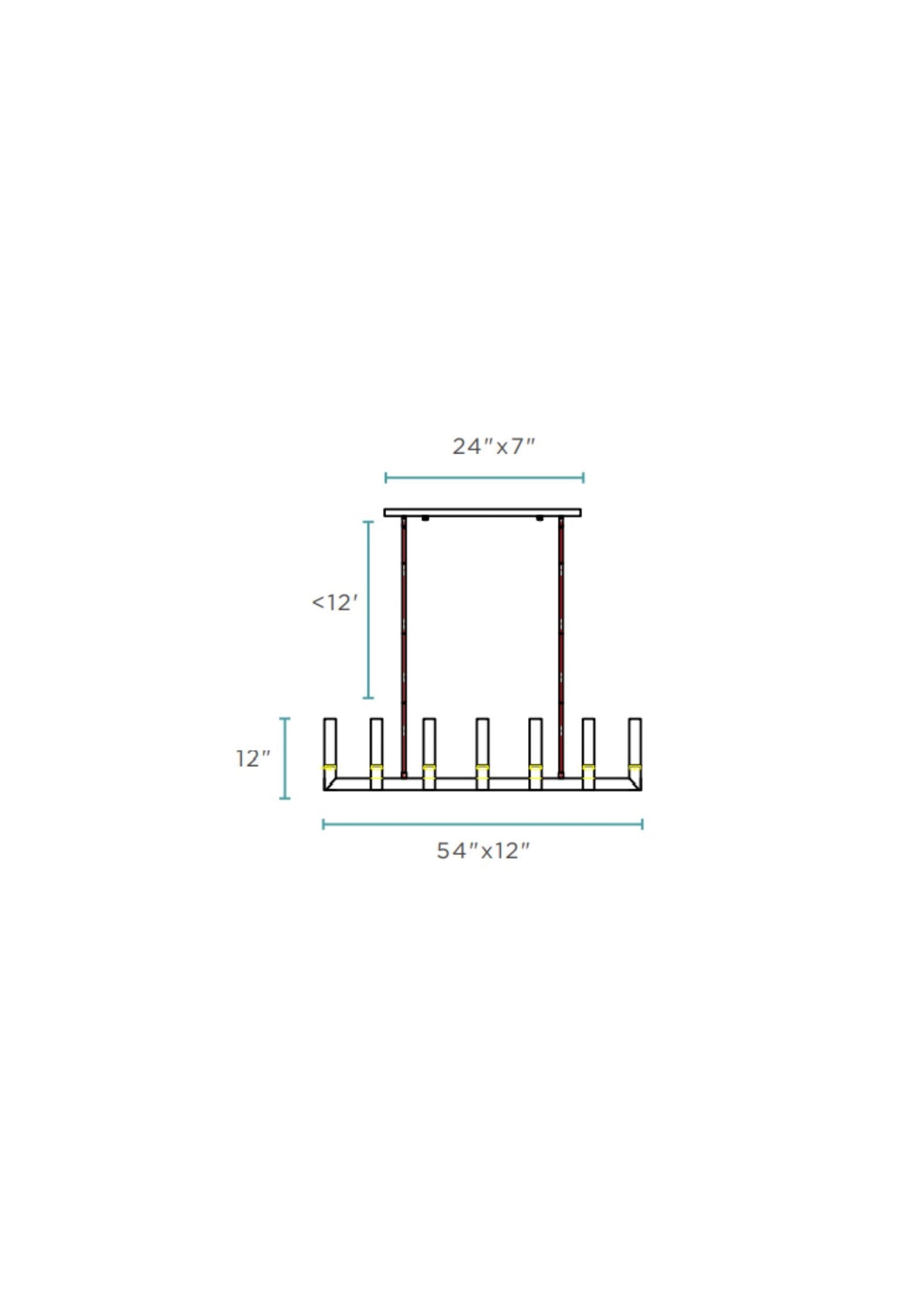 12 Light Rectangular Crystal Dianyi LED Chandelier // Silver - Disselt Designs
