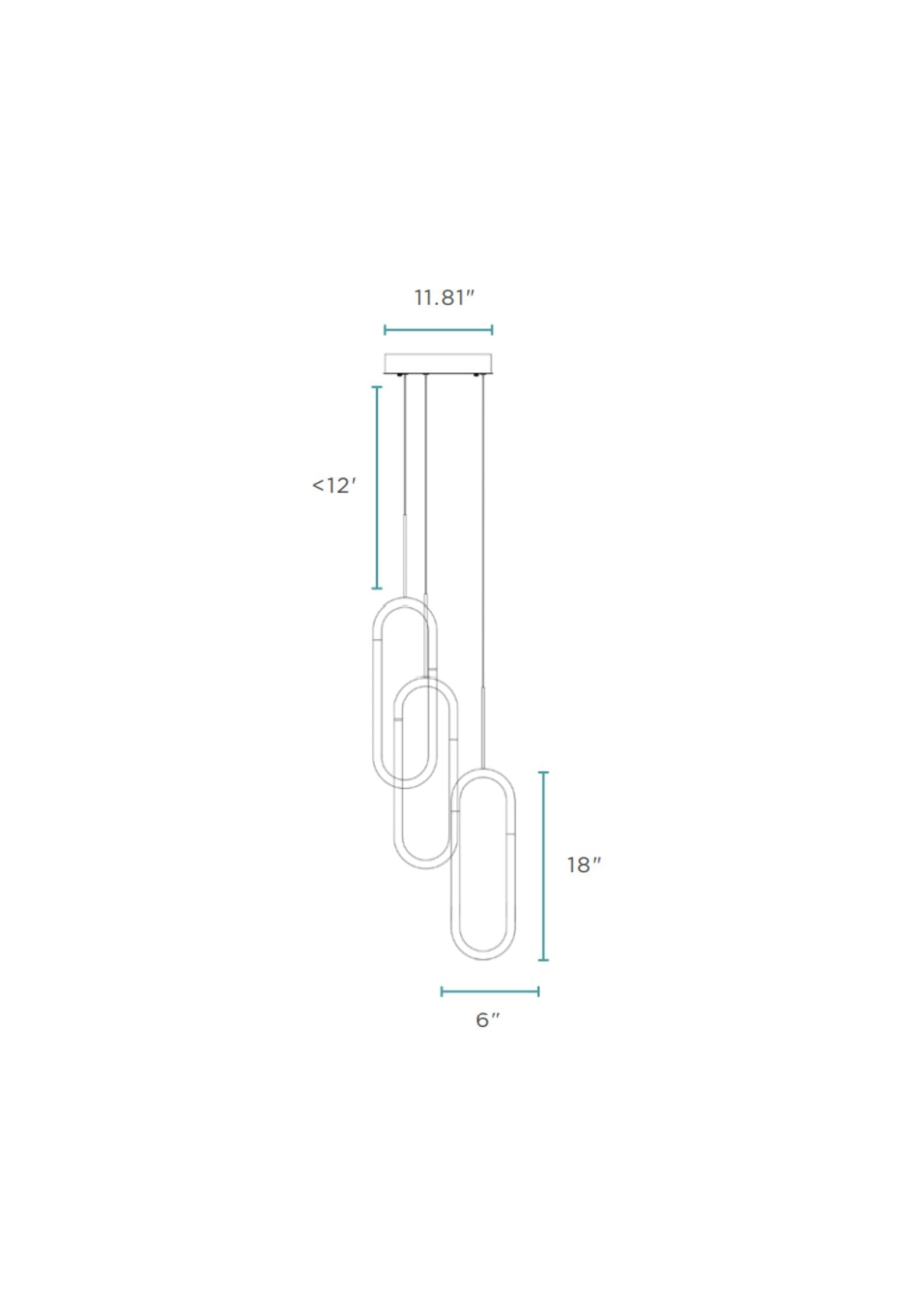 LED Three Clips Chandelier // Matte Black - Disselt Designs