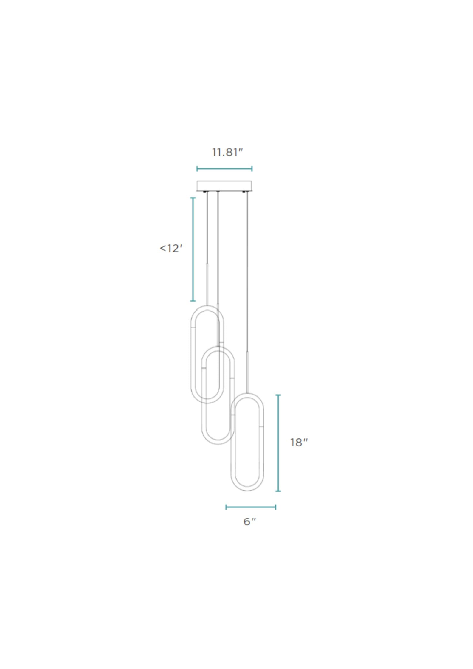 LED Three Clips Chandelier // Matte Black - Disselt Designs