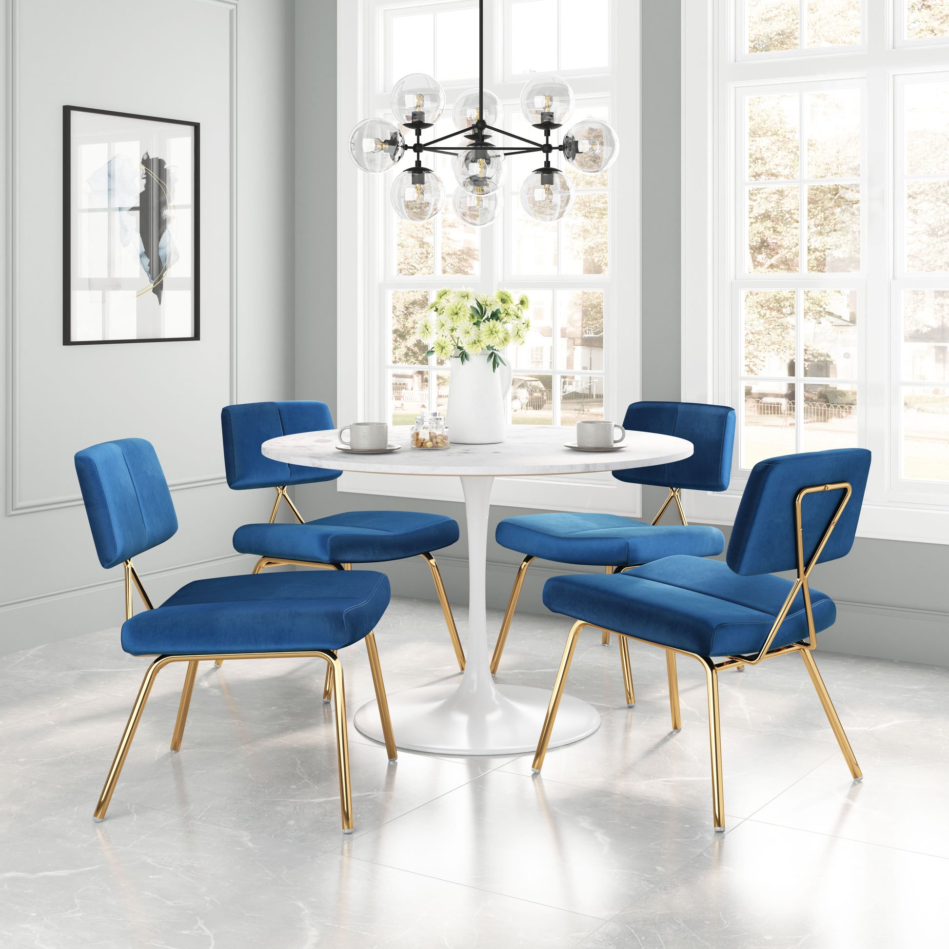 Nicole Accent Chair (Set of 2) Blue & Gold - Disselt Designs