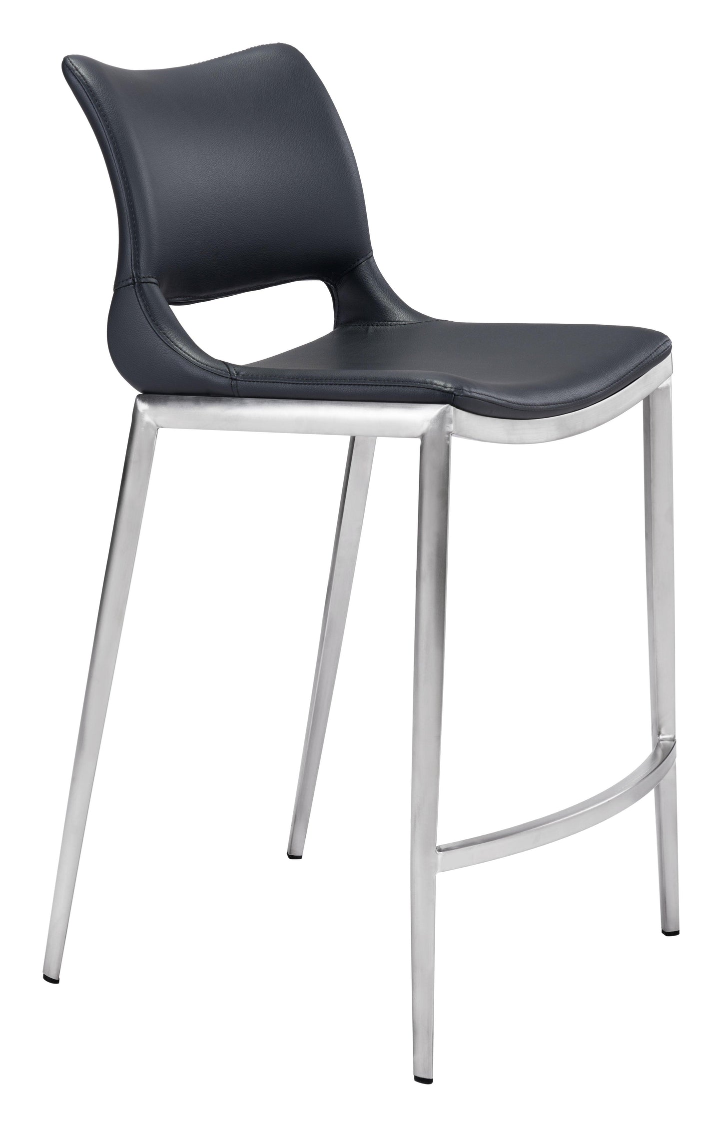Ace Counter Stool (Set of 2) Black & Silver - Disselt Designs