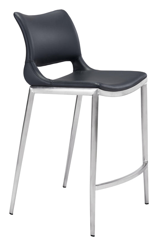 Ace Counter Stool (Set of 2) Black & Silver - Disselt Designs