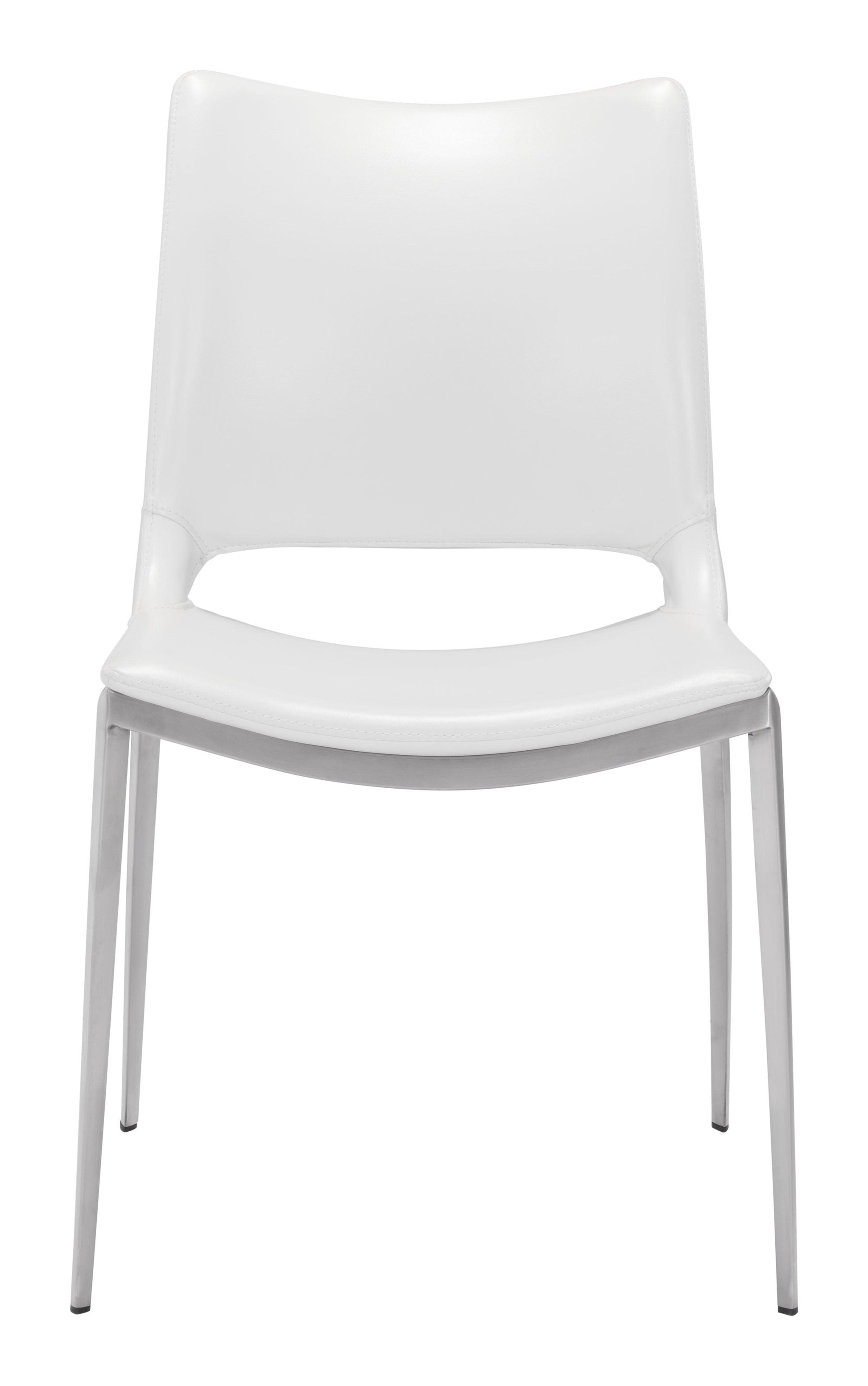 Ace Dining Chair (Set of 2) White & Silver - Disselt Designs