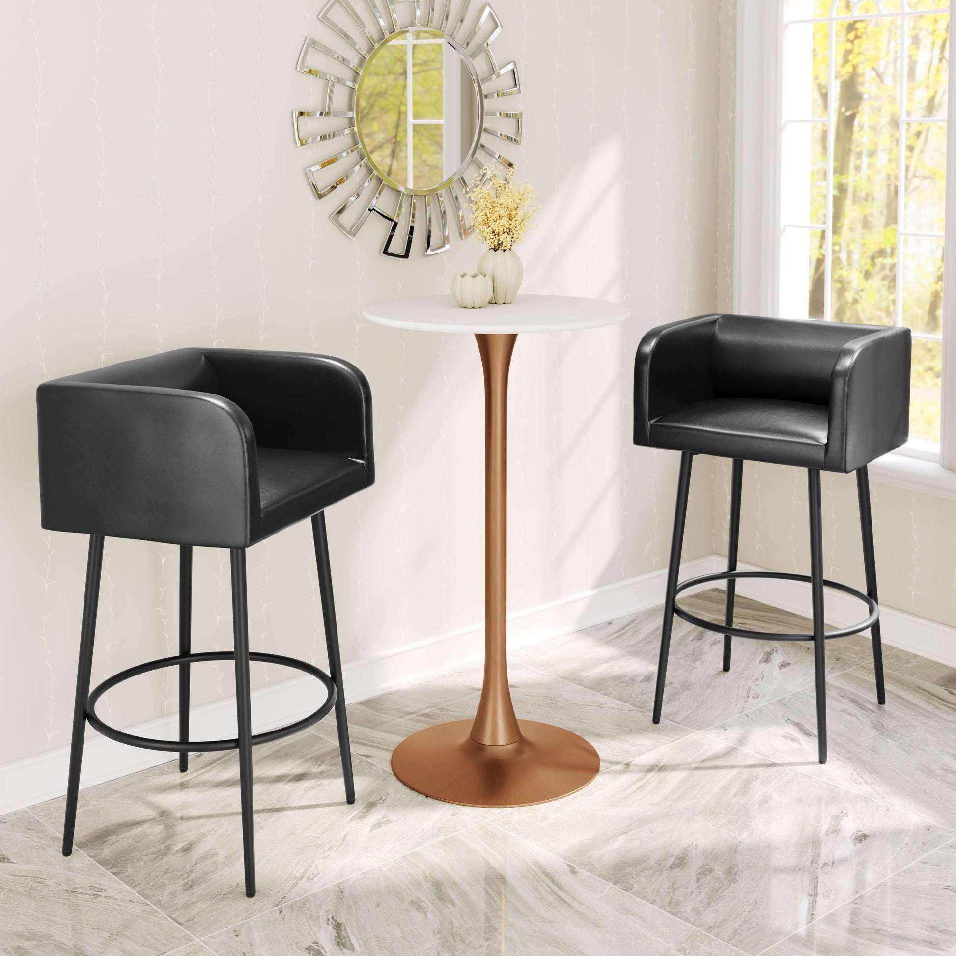 Auray Bar Table White & Gold - Disselt Designs