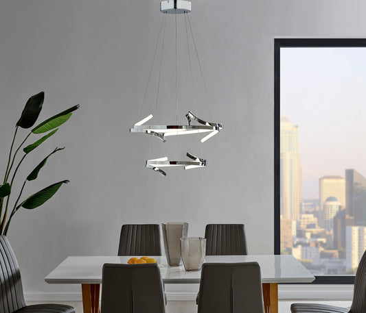 Beijing LED adjustable Round Chandelier // Chrome - Disselt Designs