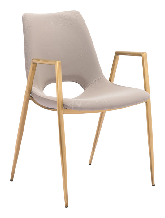 Desi Dining Chair (Set of 2) Beige & Gold - Disselt Designs