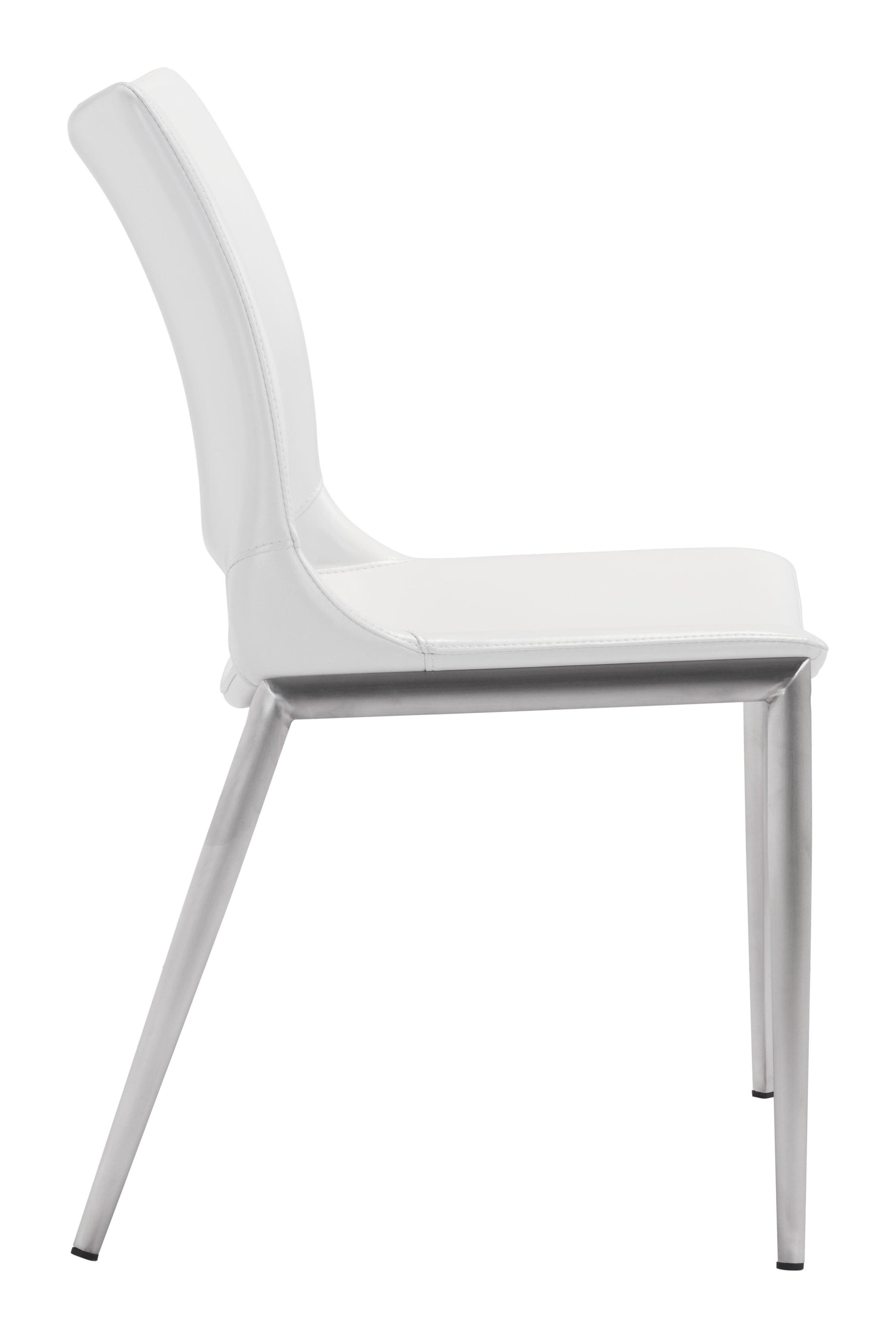 Ace Dining Chair (Set of 2) White & Silver - Disselt Designs