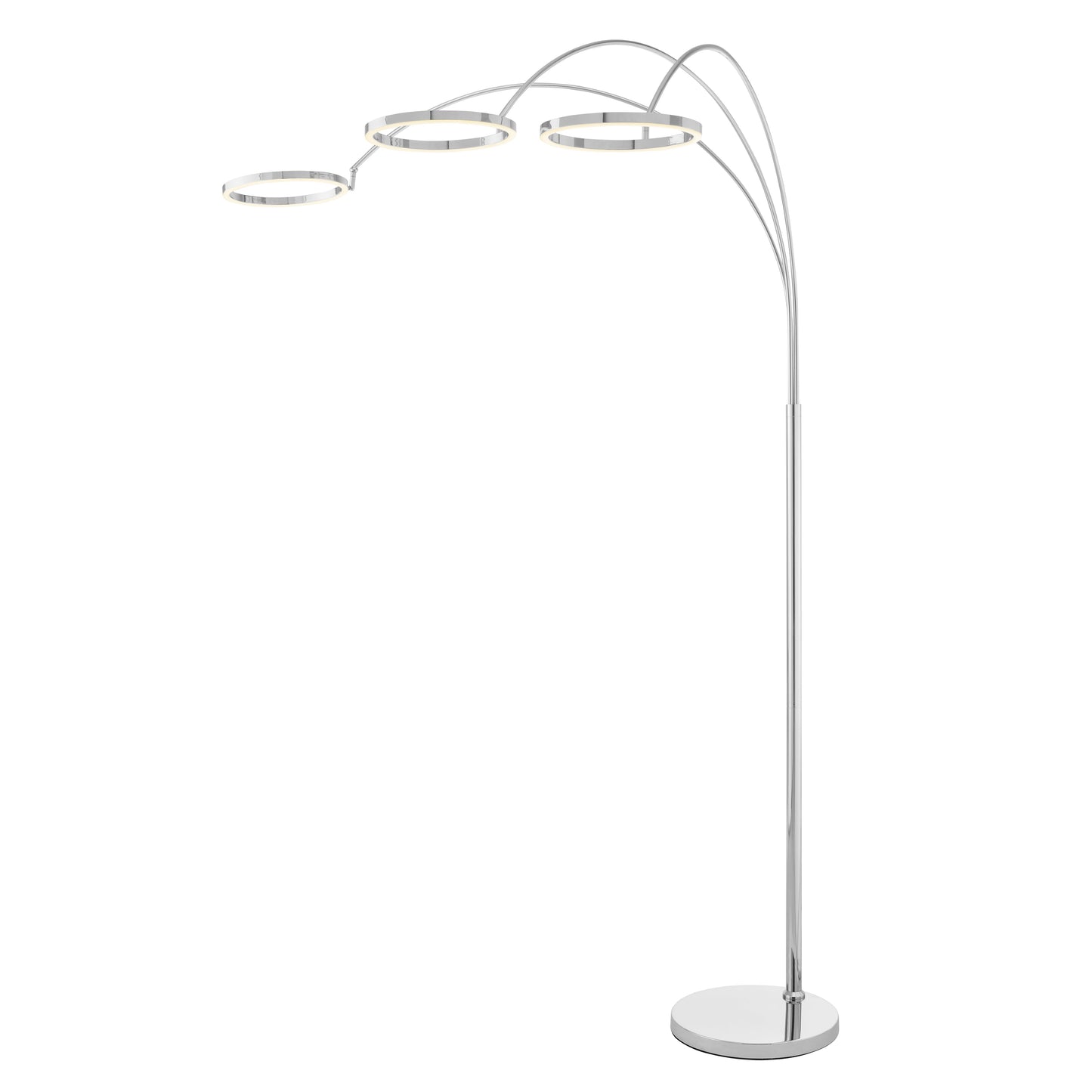 LED Three Ring Hong Kong Arc Floor lamp // Chrome, Not Dimmable - Disselt Designs