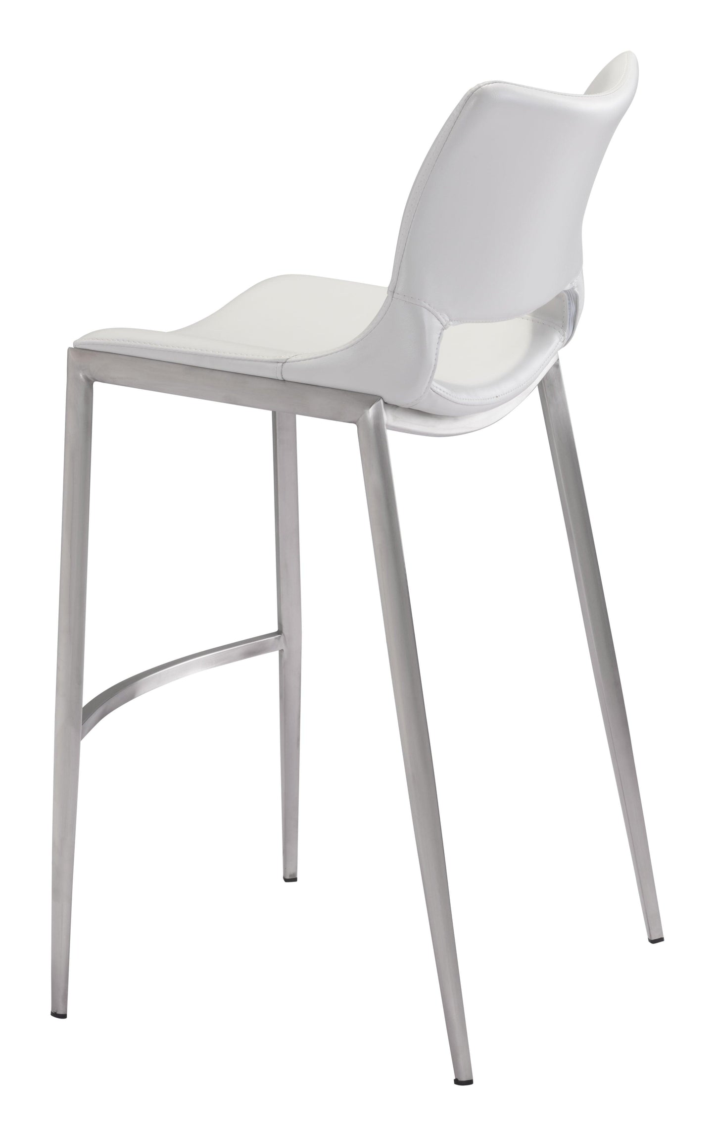 Ace Barstool (Set of 2) White & Silver - Disselt Designs