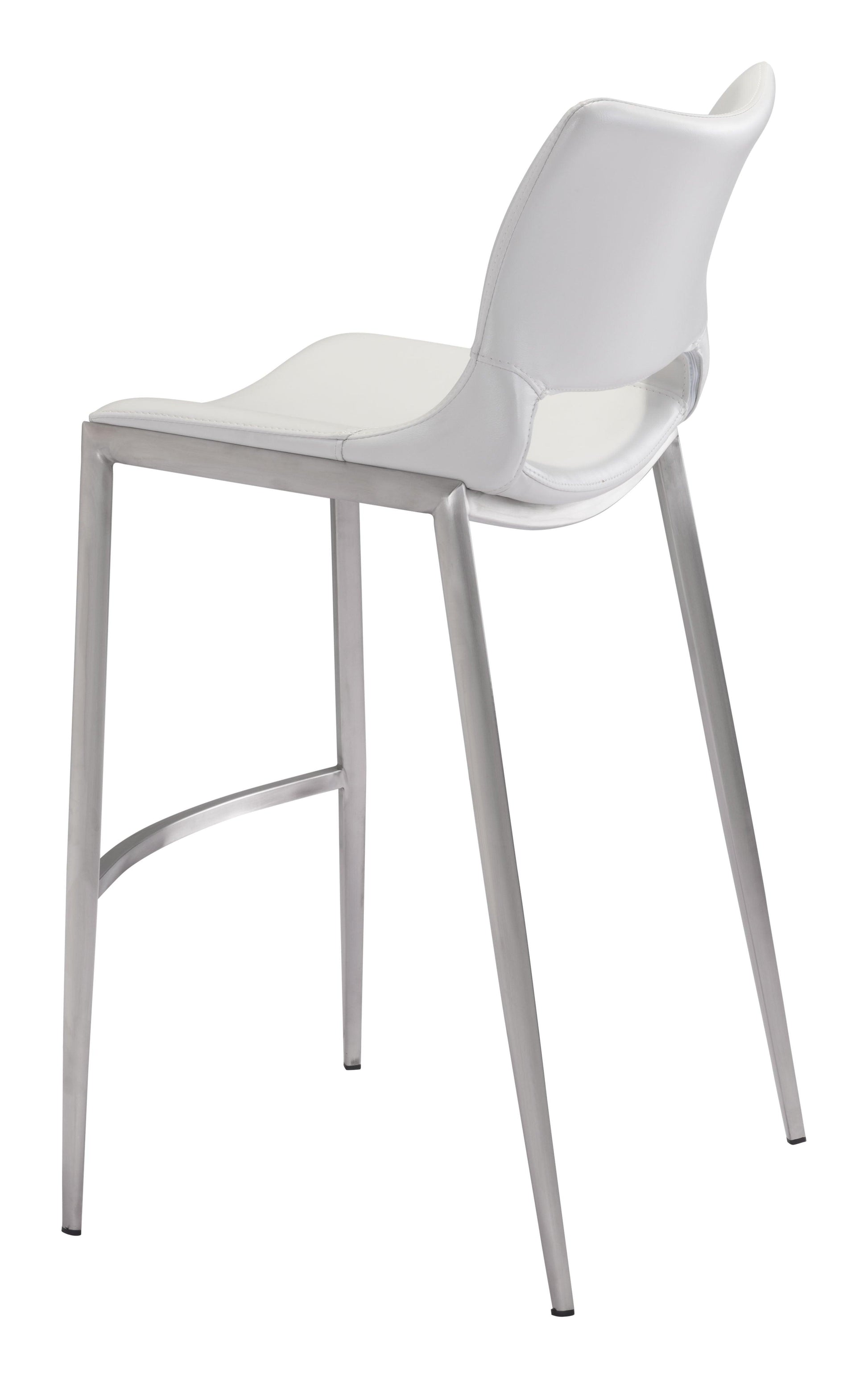 Ace Barstool (Set of 2) White & Silver - Disselt Designs