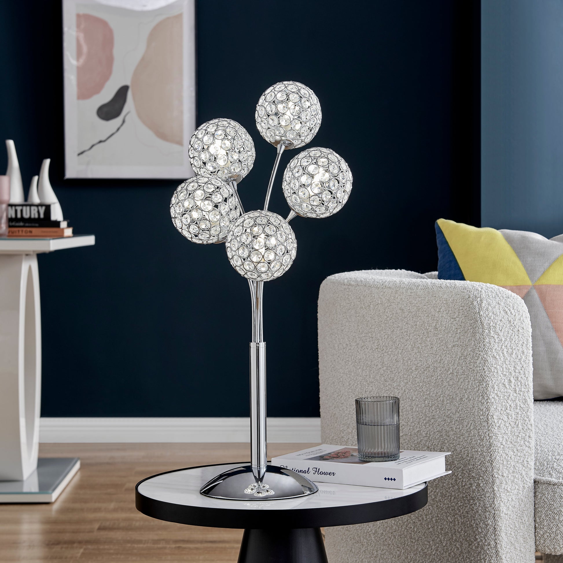 Thailand Crystal Domes Table Lamp // 5 Light - Disselt Designs