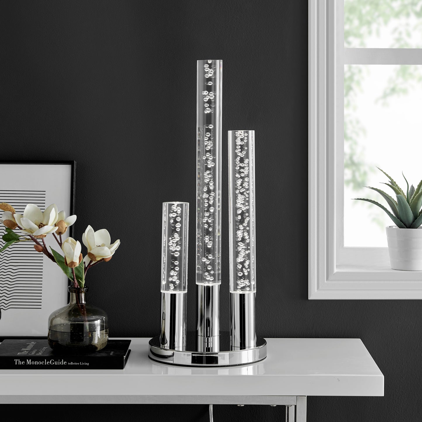 Acrylic Cylinders with Touch Switch Table Lamp // 3 Light - Disselt Designs