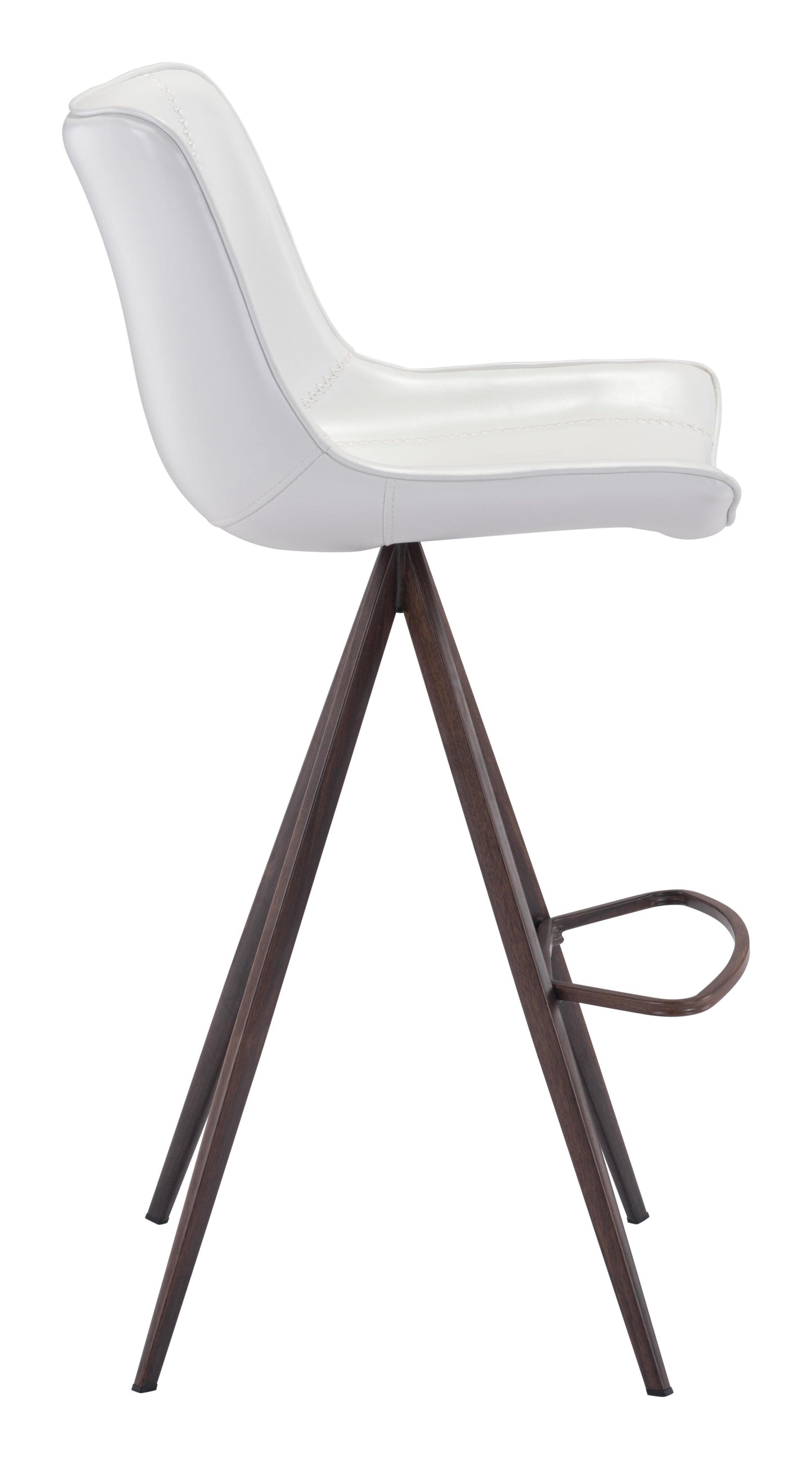 Aki Barstool (Set of 2) White & Walnut - Disselt Designs