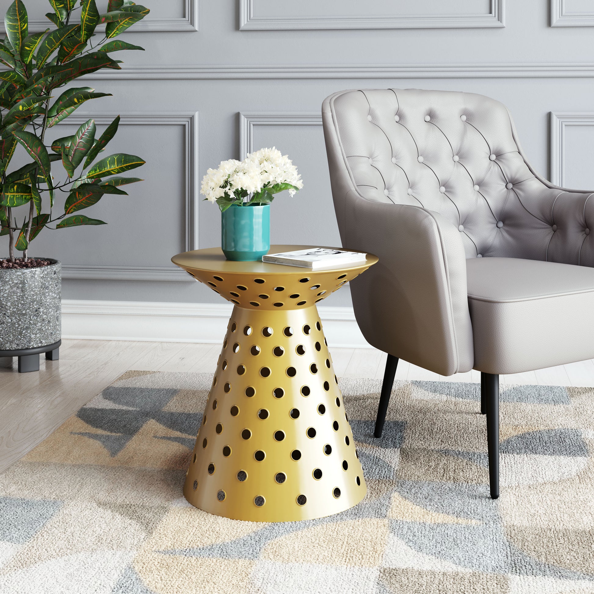 Proton Side Table Gold - Disselt Designs