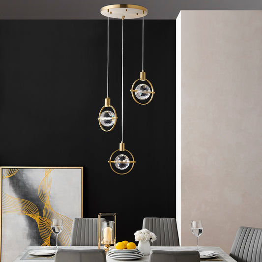 Hollywood Circle 3 Light Pendant // Gold - Disselt Designs