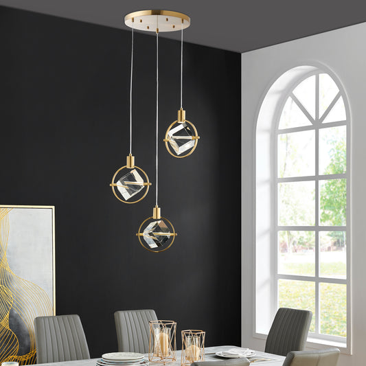 Hollywood Cube 3 Light Pendant // Gold - Disselt Designs