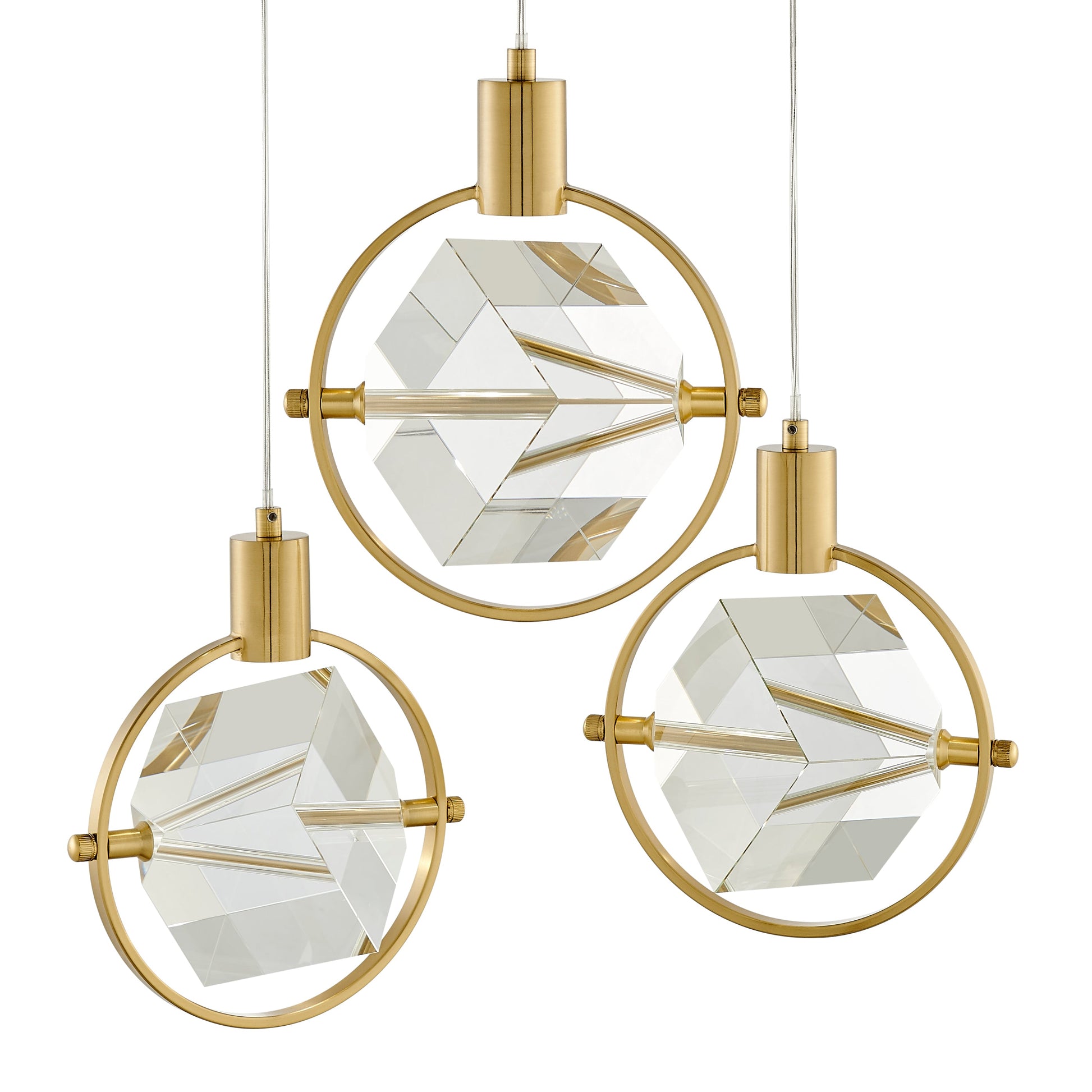 Hollywood Cube 3 Light Pendant // Gold - Disselt Designs