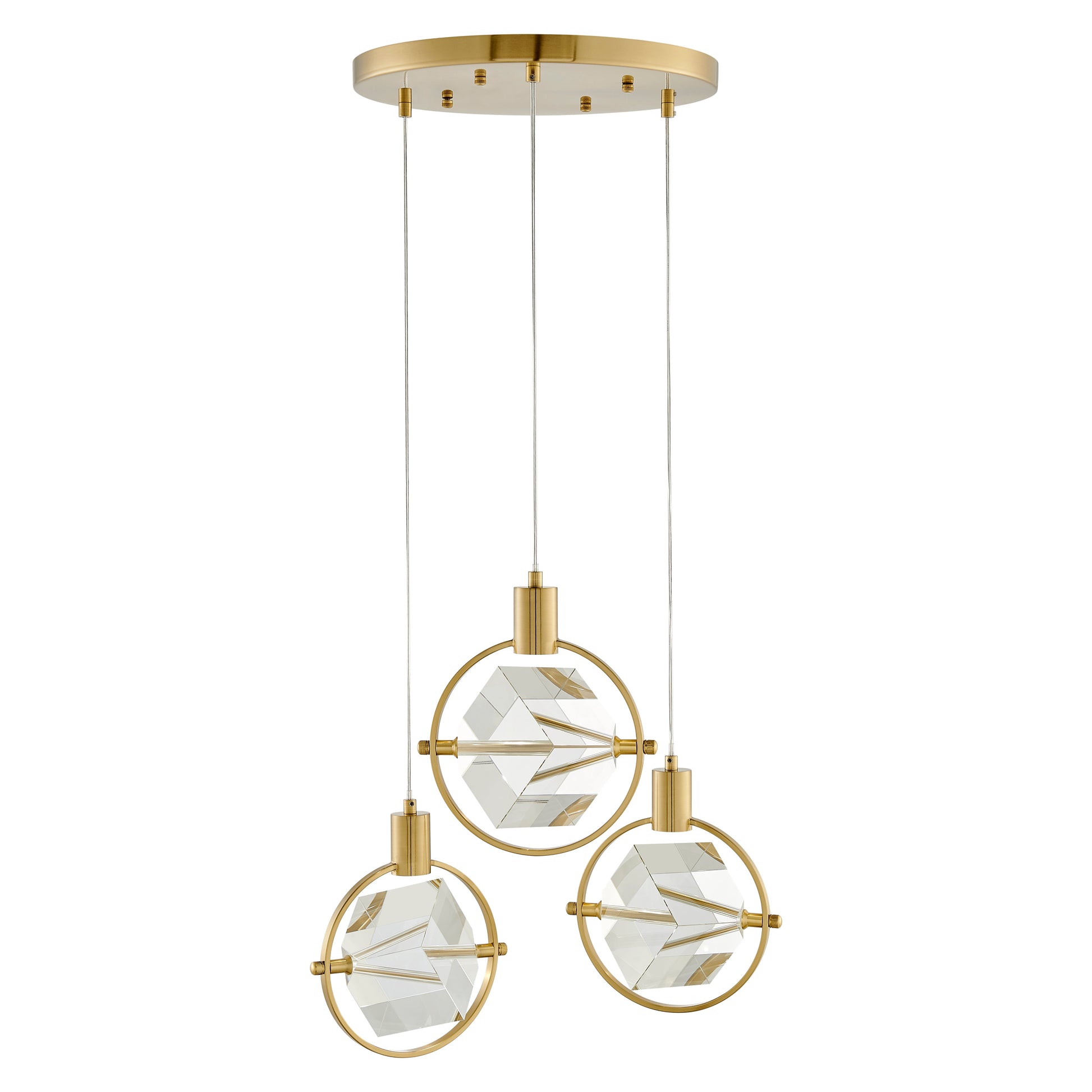 Hollywood Cube 3 Light Pendant // Gold - Disselt Designs