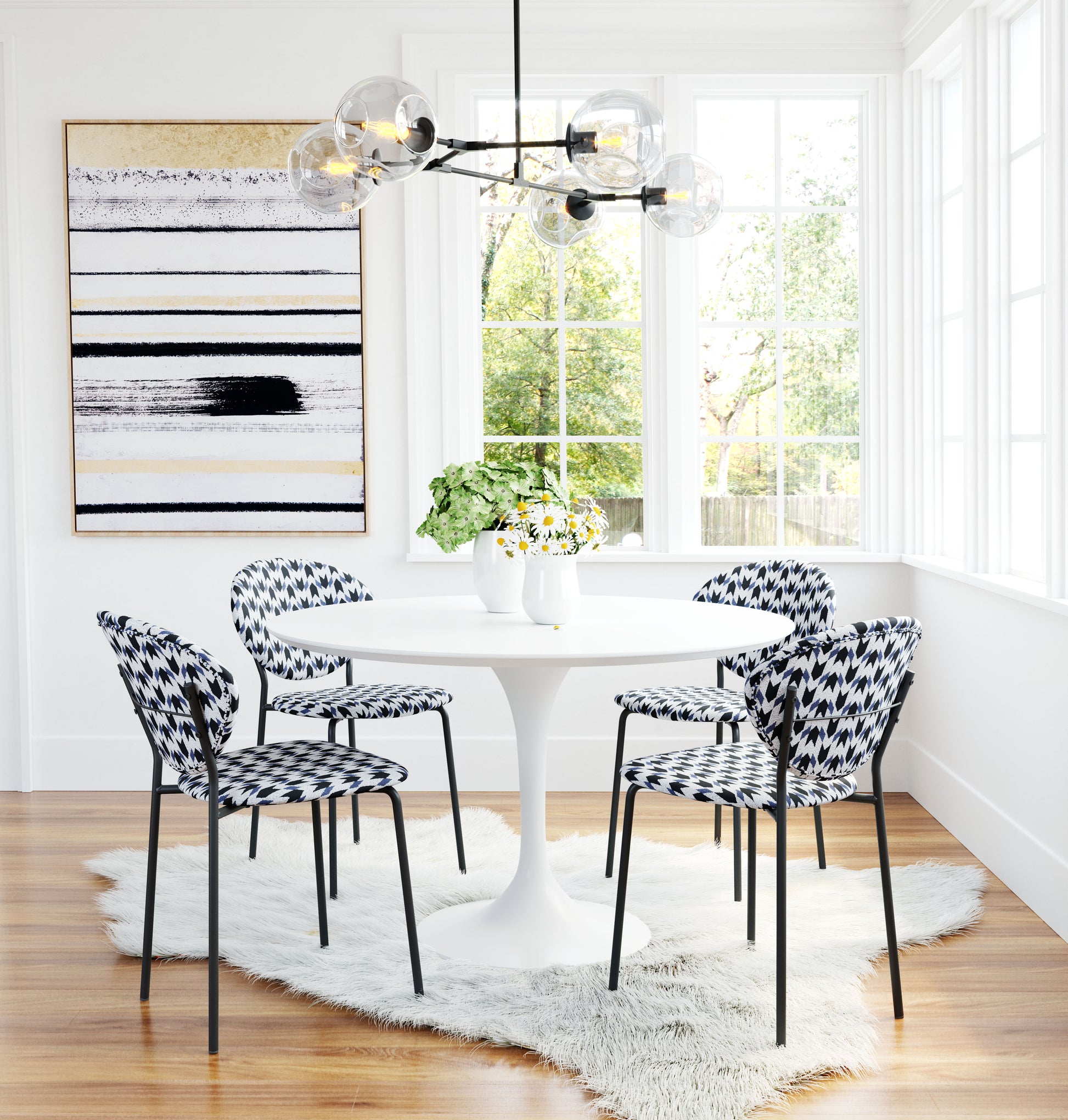 Clyde Dining Chair (Set of 2) Geometric Print & Black - Disselt Designs