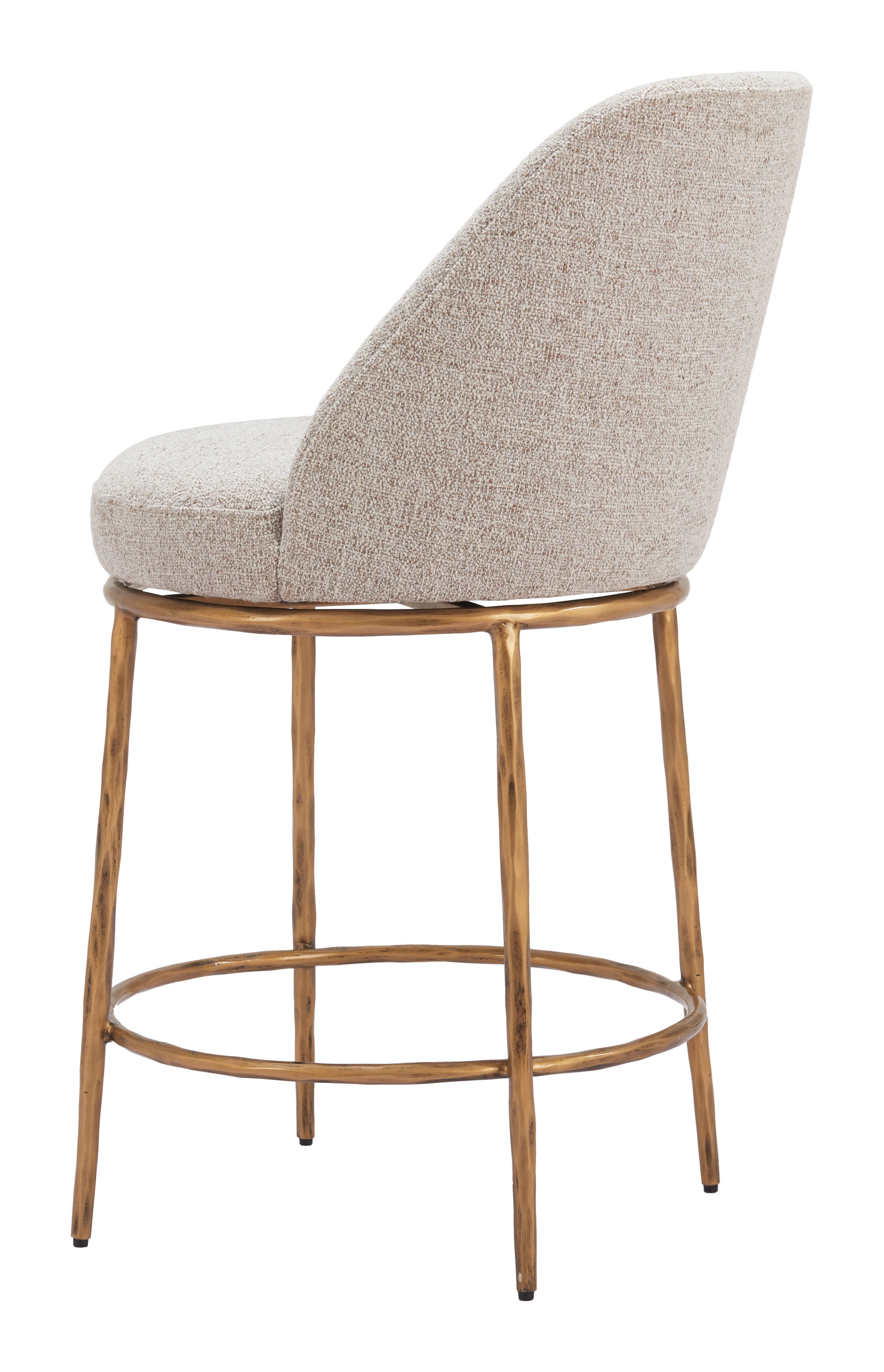 Nordhavn Swivel Counter Stool Beige & Gold - Disselt Designs