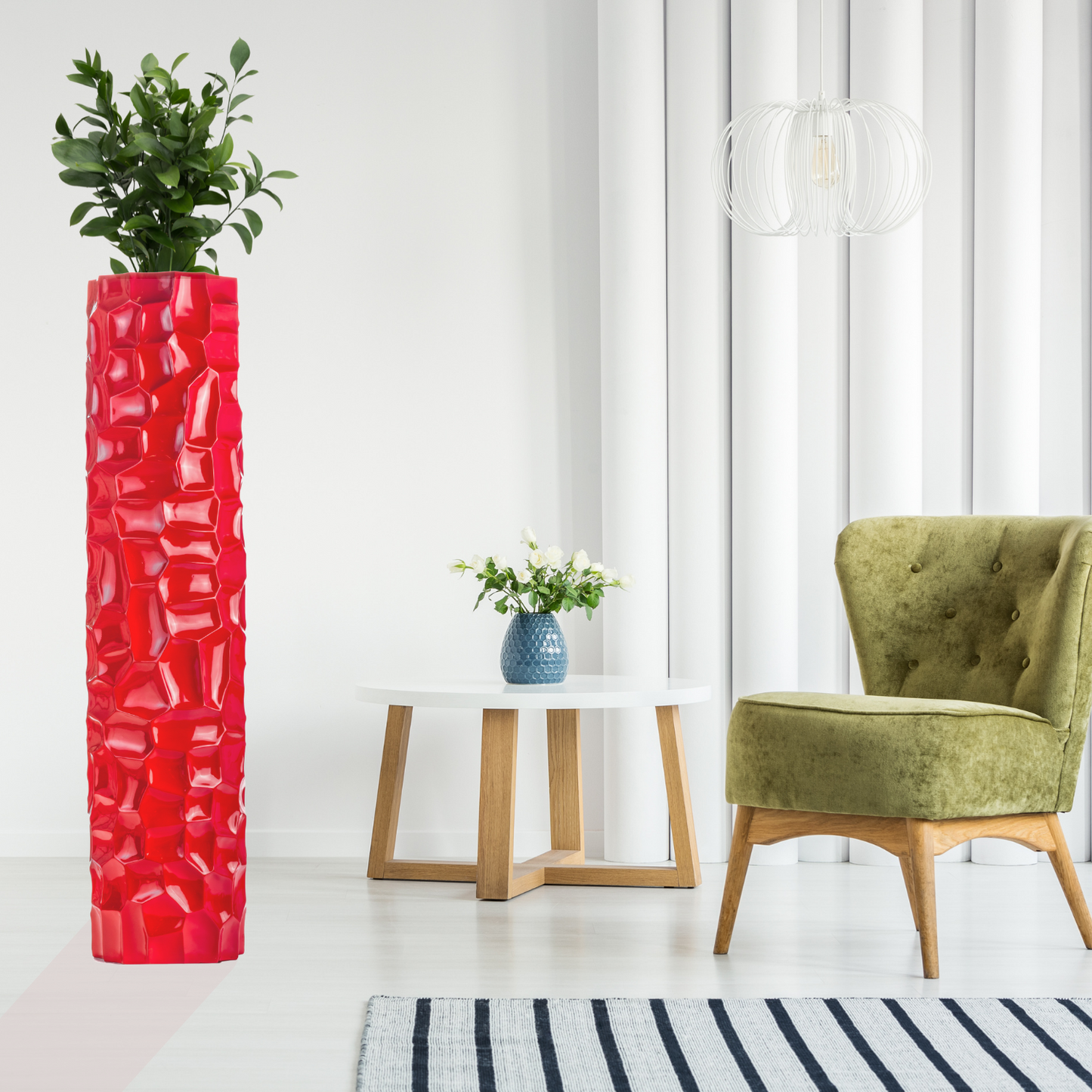 Textured Honeycomb Vase // Red, 52" - Disselt Designs